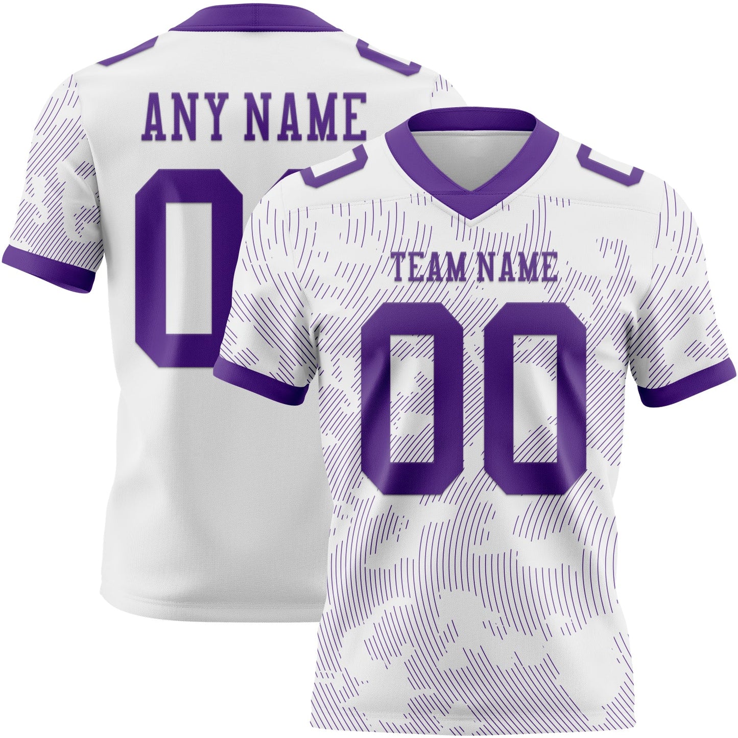 Custom White-Purple Authentic Abstract Fluid Line 3D Pattern 7V7 Flag Football Jersey - Main View
