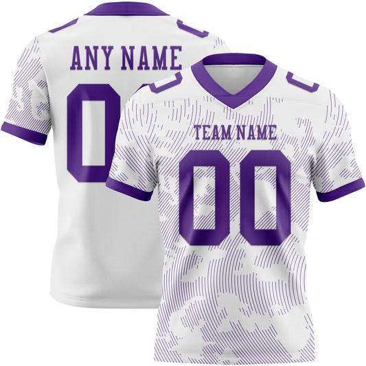 Custom White-Purple Authentic Abstract Fluid Line 3D Pattern 7V7 Flag Football Jersey - Main View