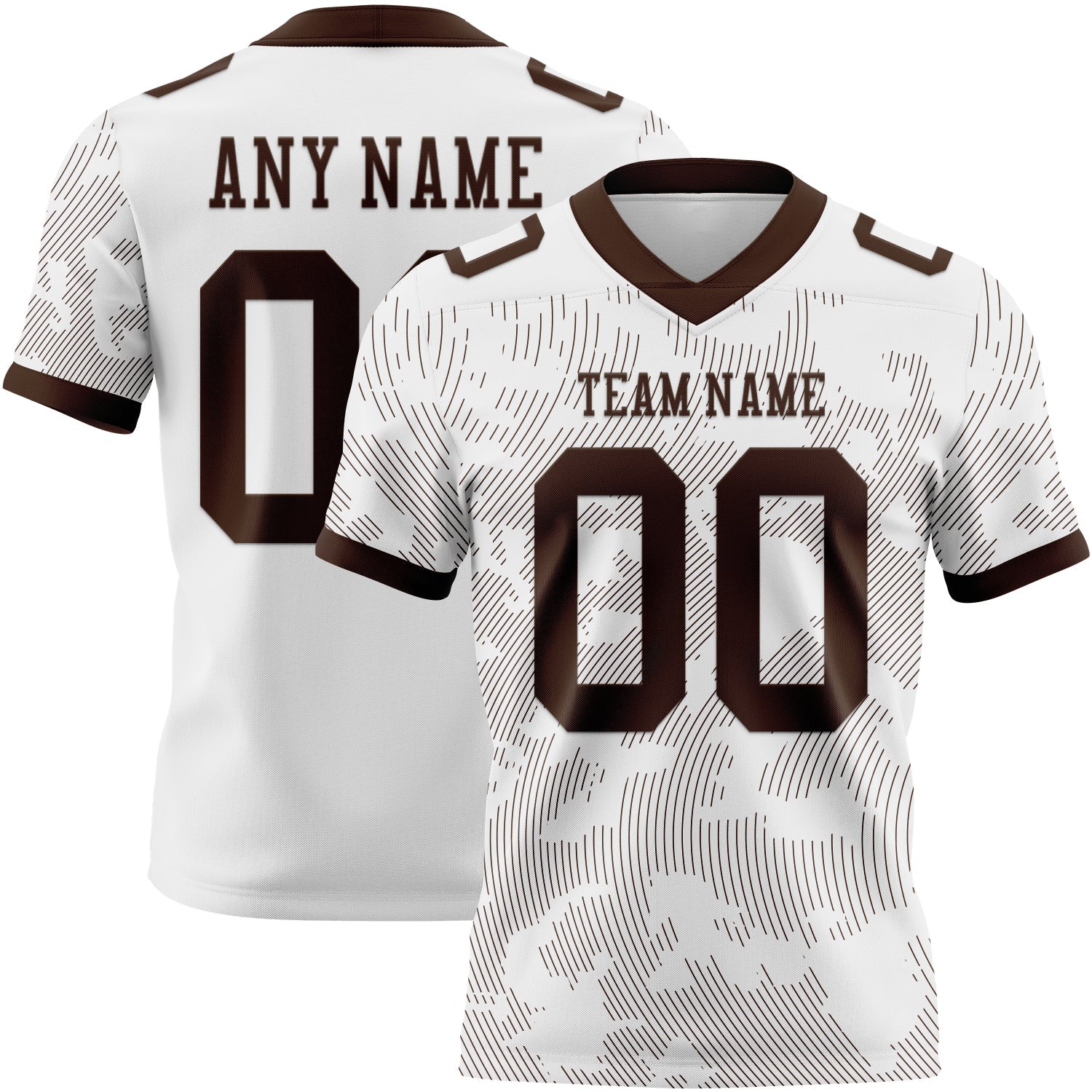 Custom White-Brown Authentic Abstract Fluid Line 3D Pattern 7V7 Flag Football Jersey - Main View