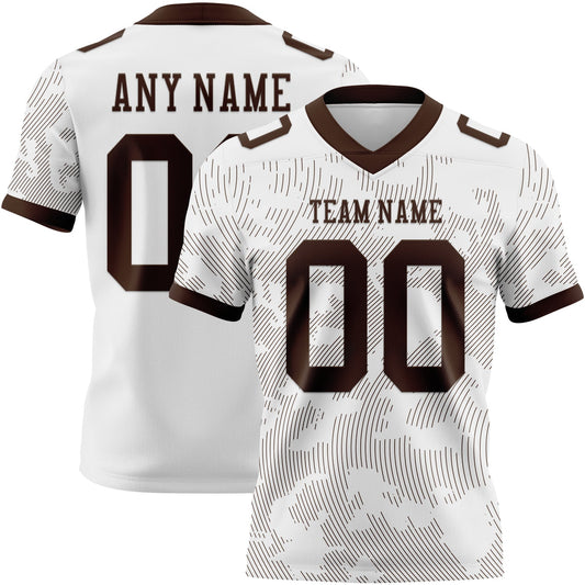 Custom White-Brown Authentic Abstract Fluid Line 3D Pattern 7V7 Flag Football Jersey - Main View