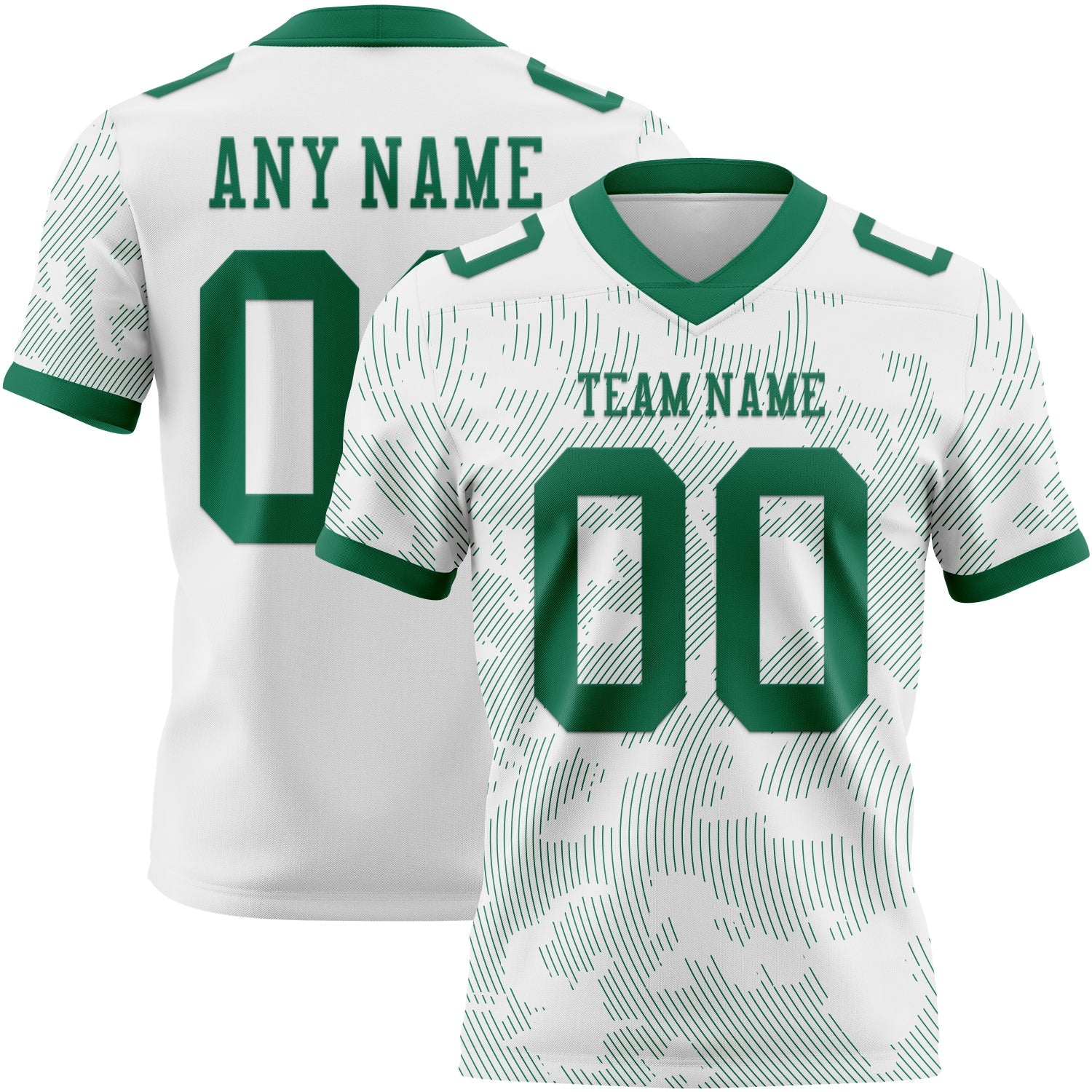 Custom White-Kelly Green Authentic Abstract Fluid Line 3D Pattern 7V7 Flag Football Jersey - Main View