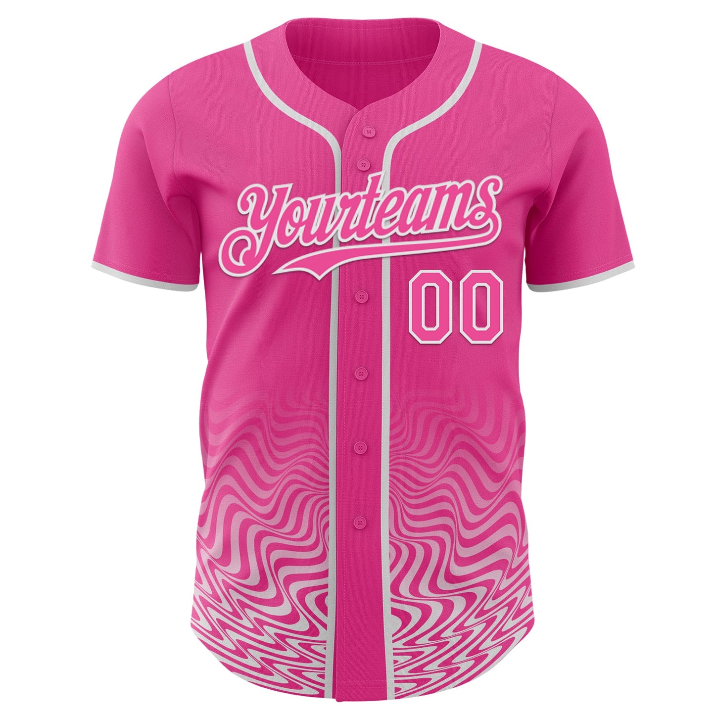 Custom Pink-White Fluid Wave Psychedelic Swirl Authentic Baseball Jersey view 2