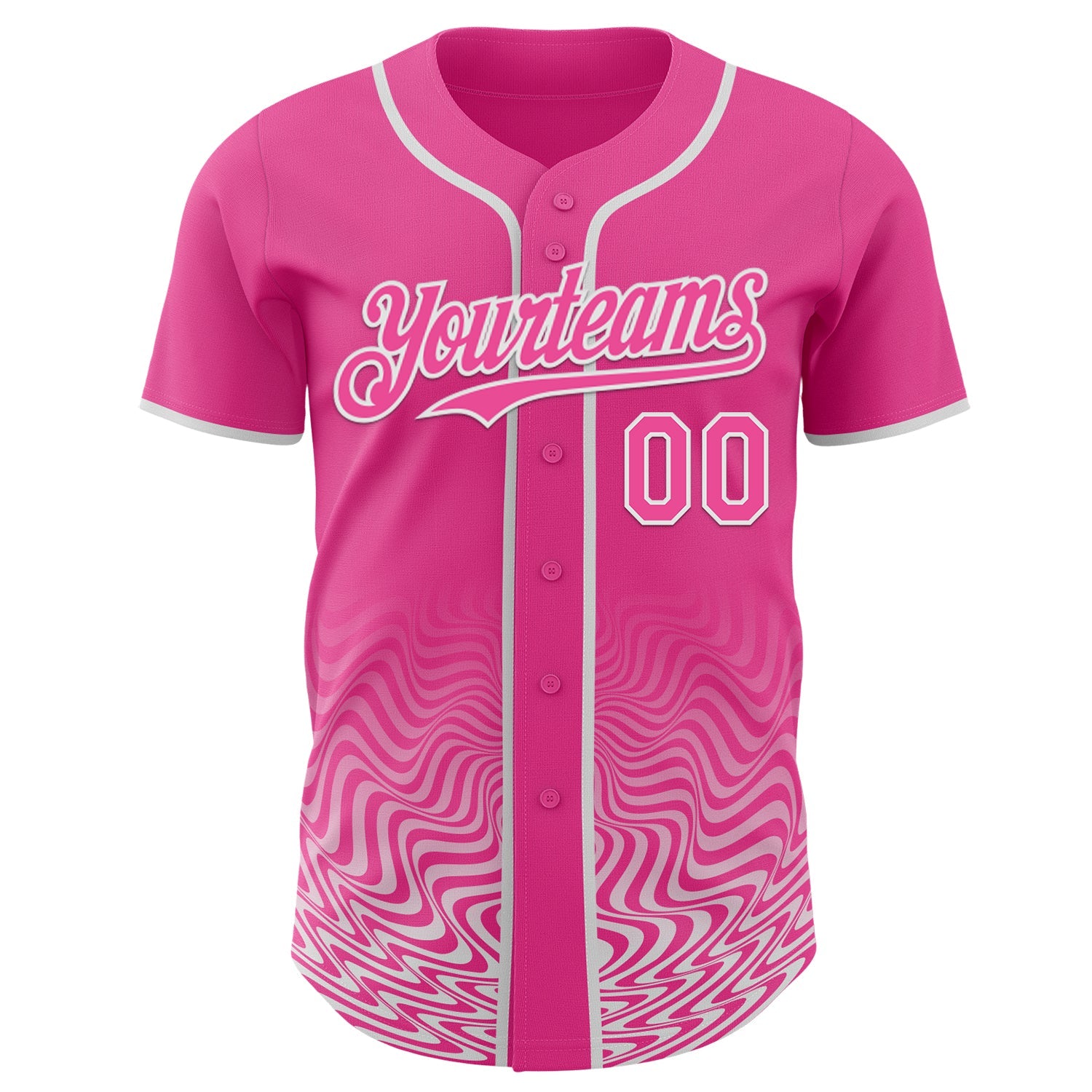 Custom Pink-White Fluid Wave Psychedelic Swirl Authentic Baseball Jersey view 2