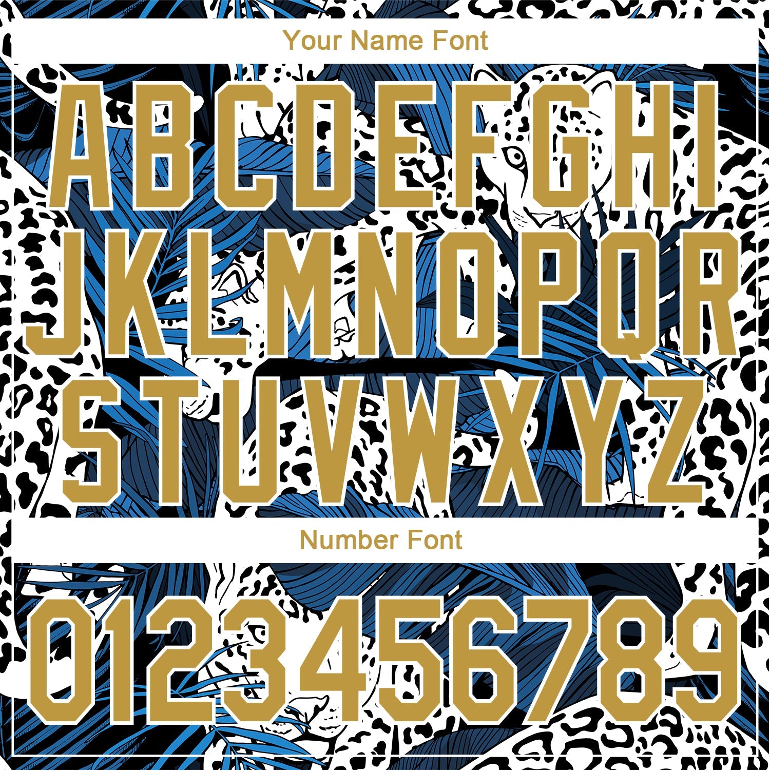Custom Stitched Navy Old Gold-White 3D Pattern Design Leopard And Tropical Plants Sports Pullover Sweatshirt Hoodie view 4