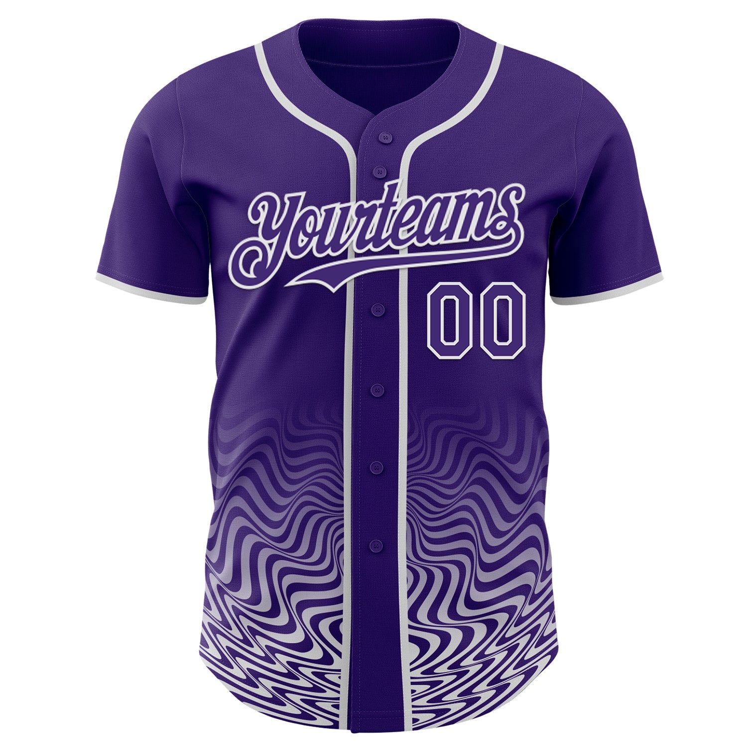 Custom Purple-White Fluid Wave Psychedelic Swirl Authentic Baseball Jersey view 2