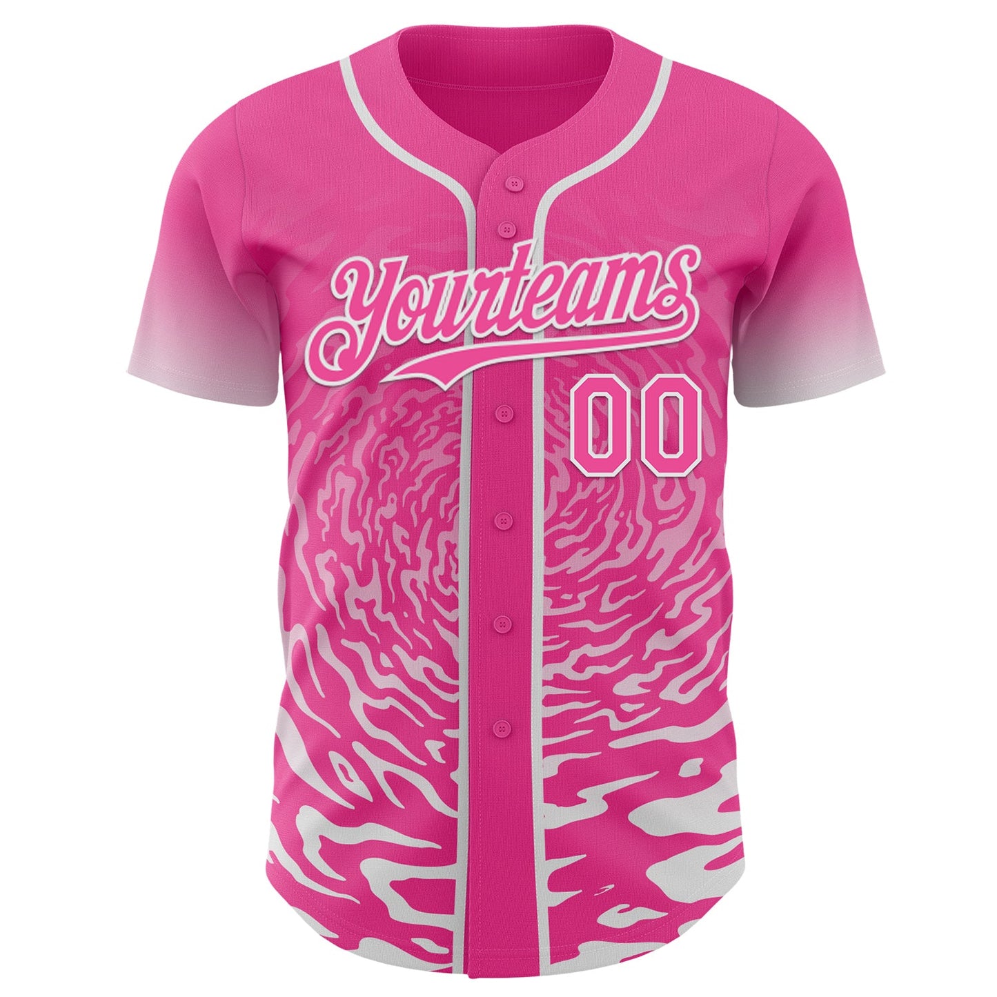 Custom Pink-White Fluid Wave Splatter Gradient Authentic Baseball Jersey view 2