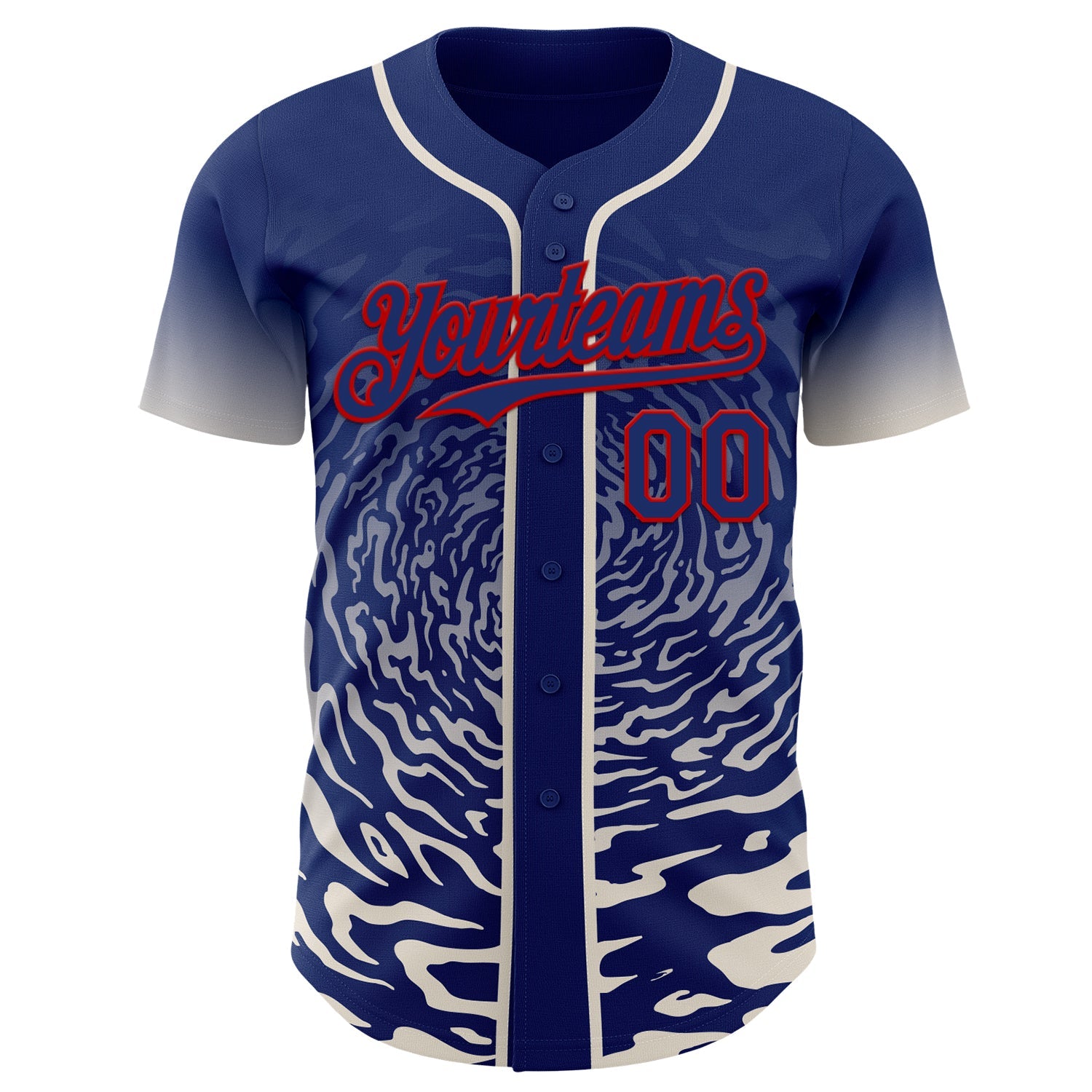 Custom Royal Cream-Red Fluid Wave Splatter Gradient Authentic Baseball Jersey view 2