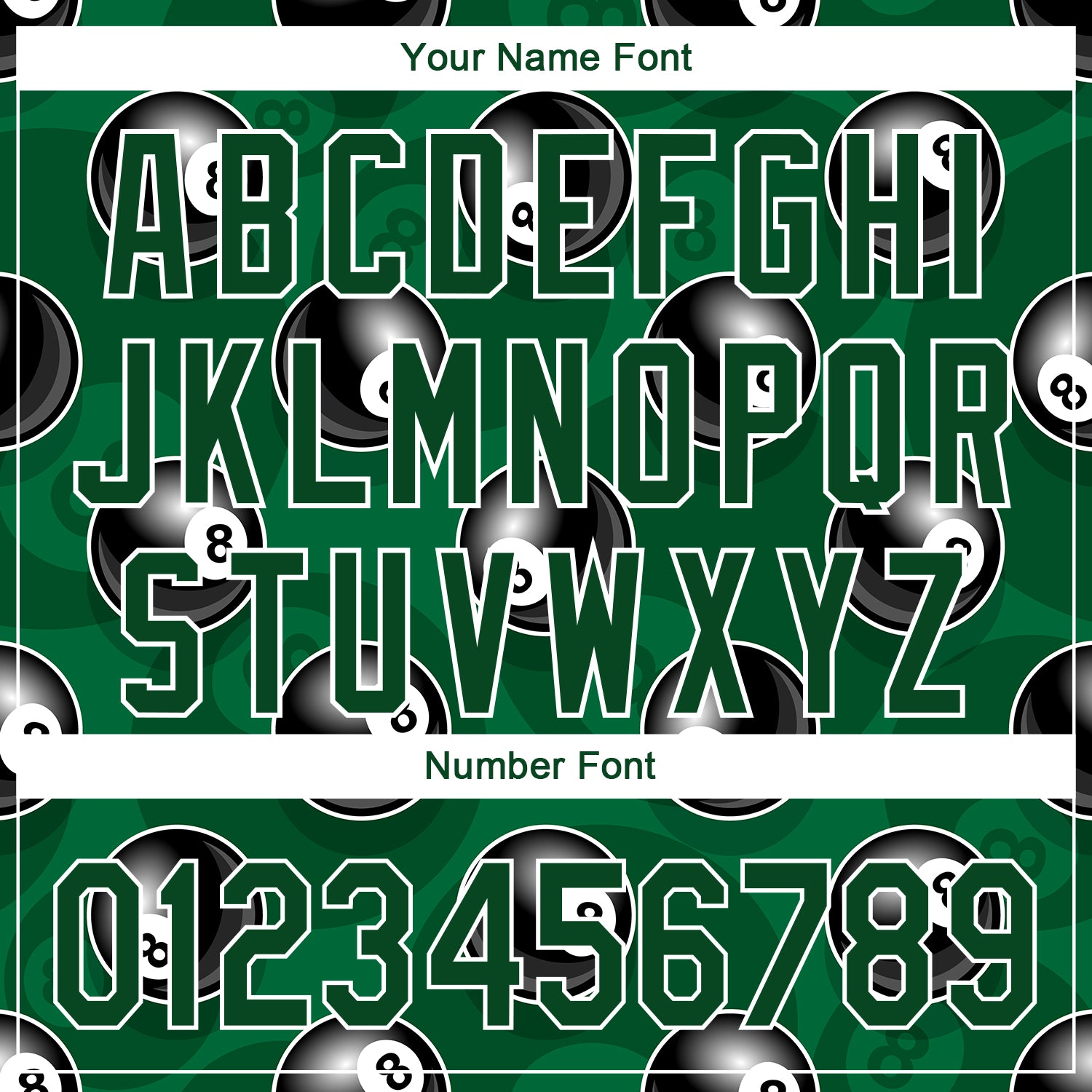 Custom Green White 3D Pattern Design Billiards Snooker 8 Ball Authentic Baseball Jersey view 5