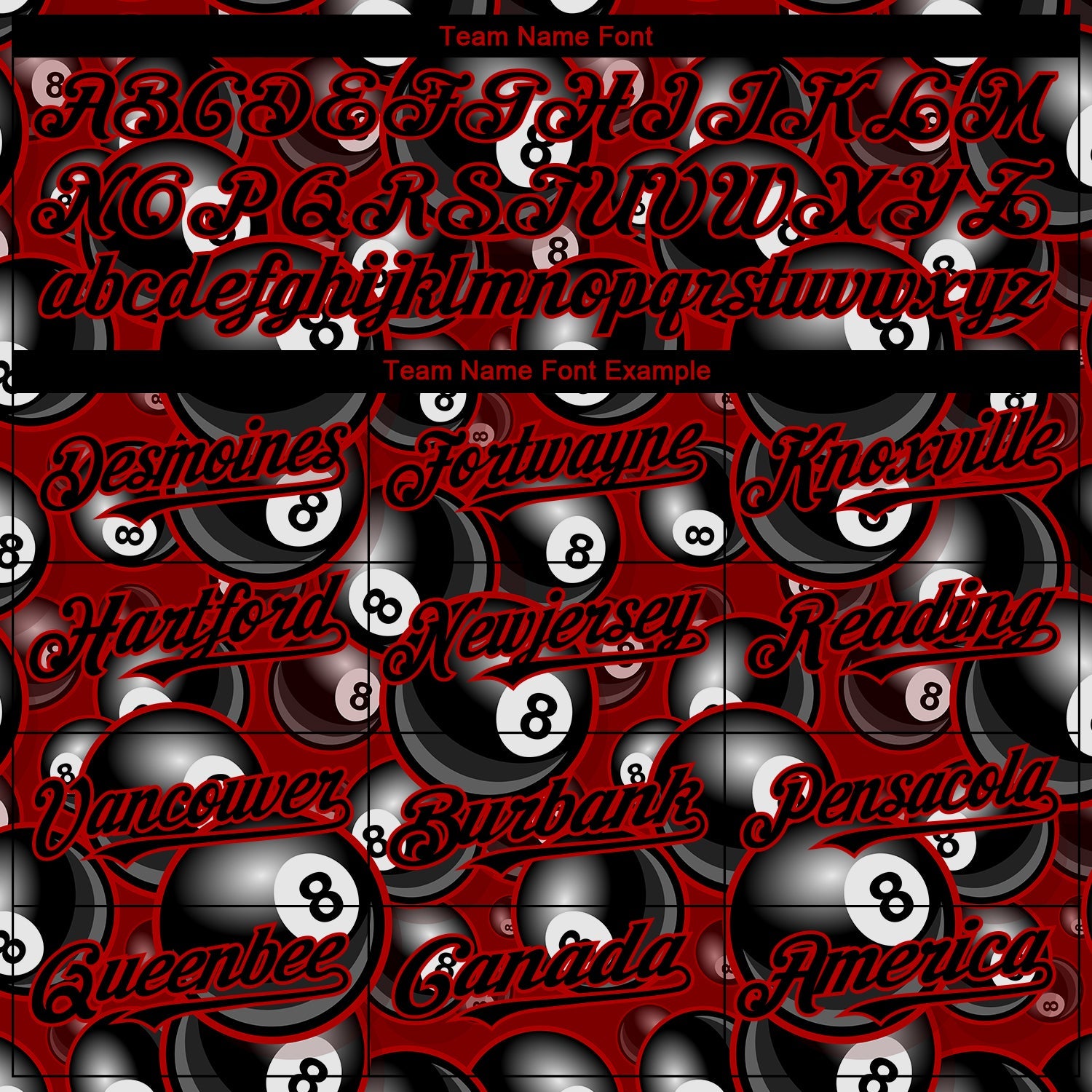 Custom Red Black 3D Pattern Design Billiards Snooker 8 Ball Authentic Baseball Jersey view 4