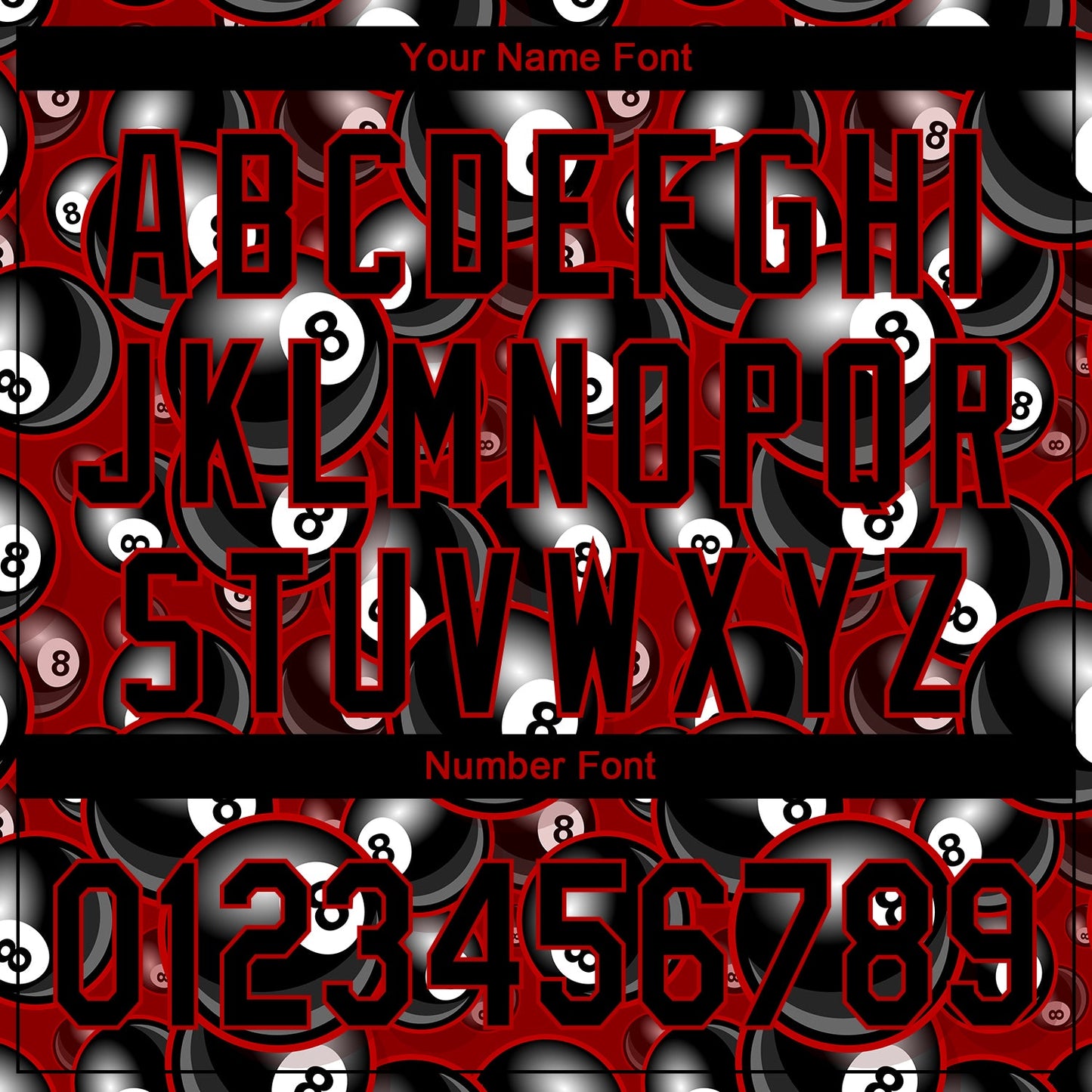 Custom Red Black 3D Pattern Design Billiards Snooker 8 Ball Authentic Baseball Jersey view 5