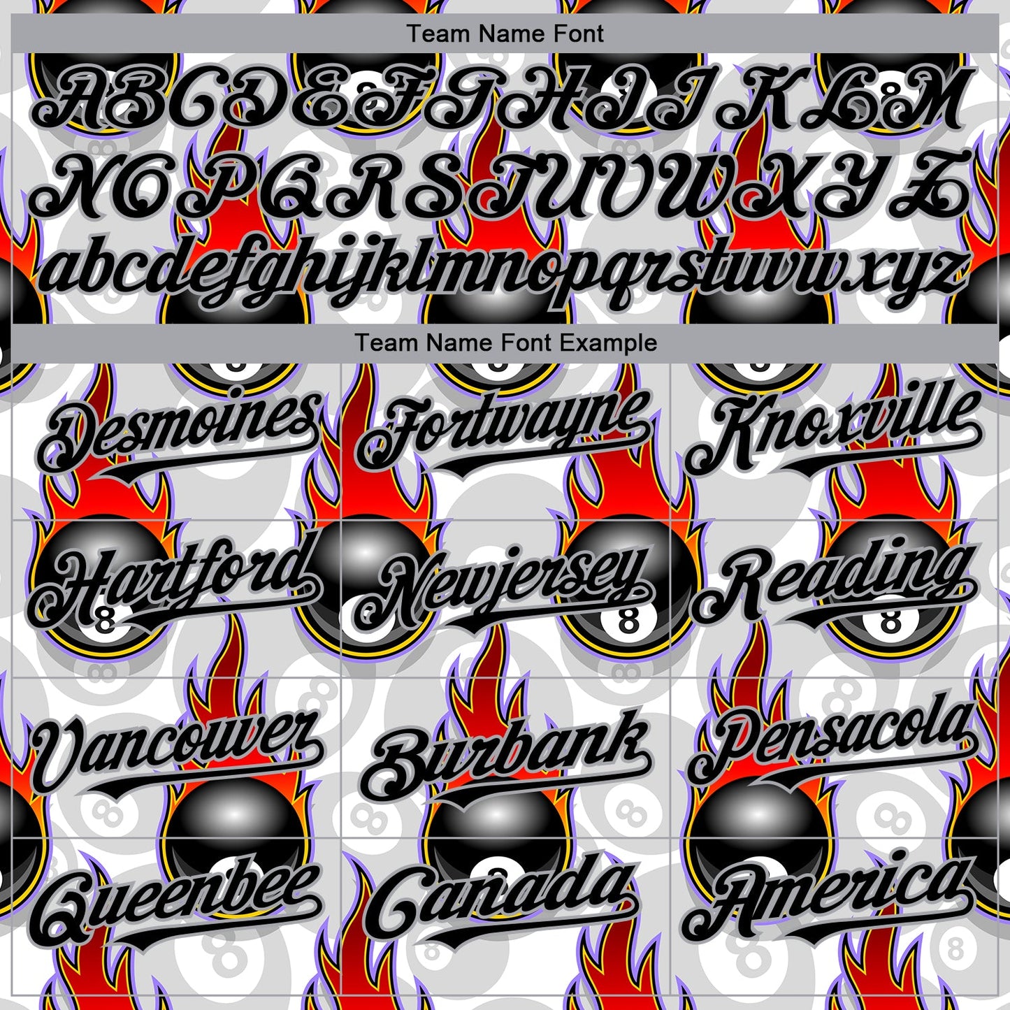 Custom White Black-Gray 3D Pattern Design Flaming Billiards Snooker 8 Ball Authentic Baseball Jersey view 4