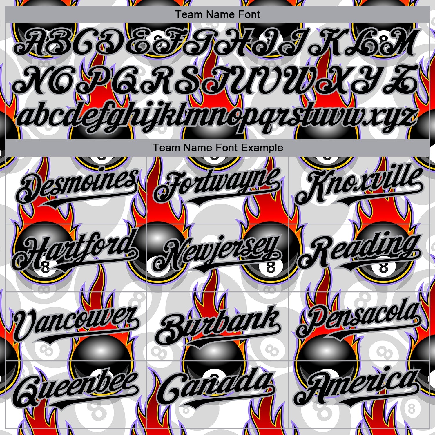 Custom White Black-Gray 3D Pattern Design Flaming Billiards Snooker 8 Ball Authentic Baseball Jersey view 4