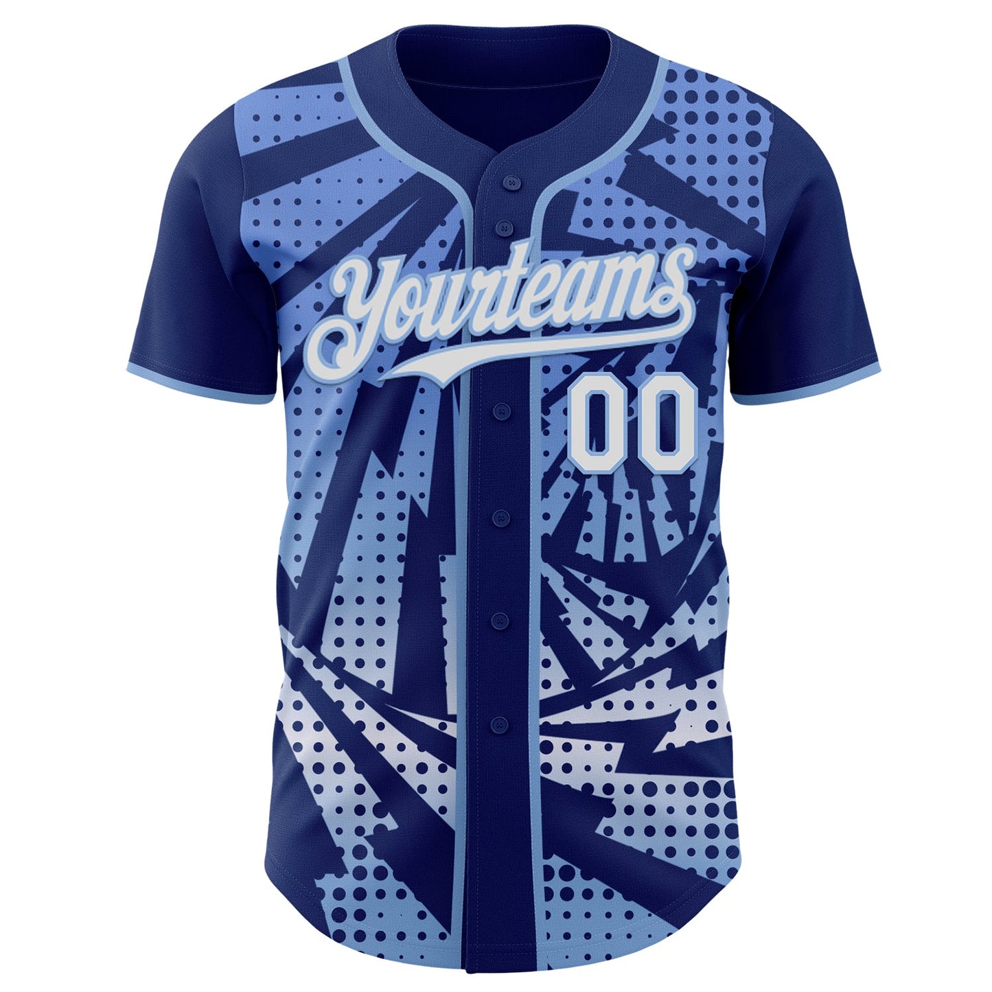 Custom Royal White-Light Blue Lightning Gradient Dot Authentic Baseball Jersey view 2