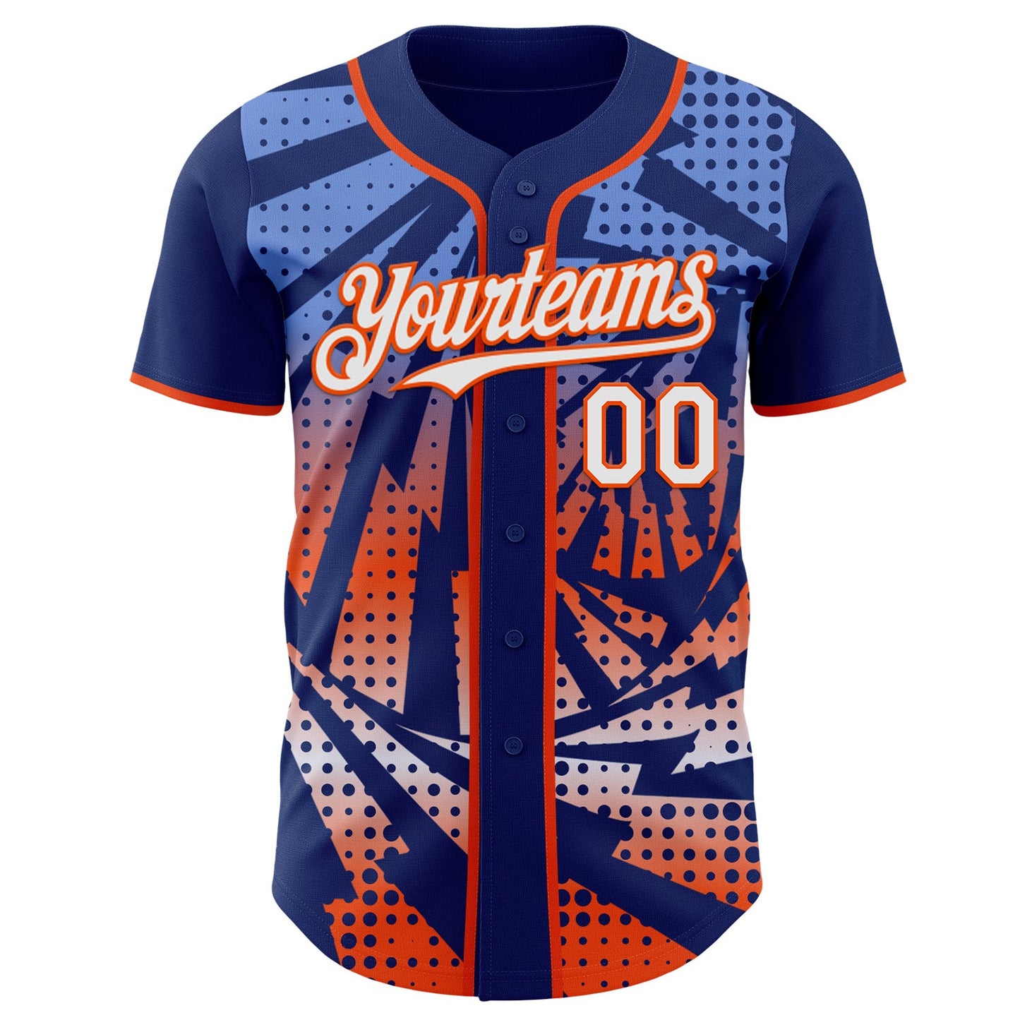 Custom Royal White-Orange Lightning Gradient Dot Authentic Baseball Jersey view 2