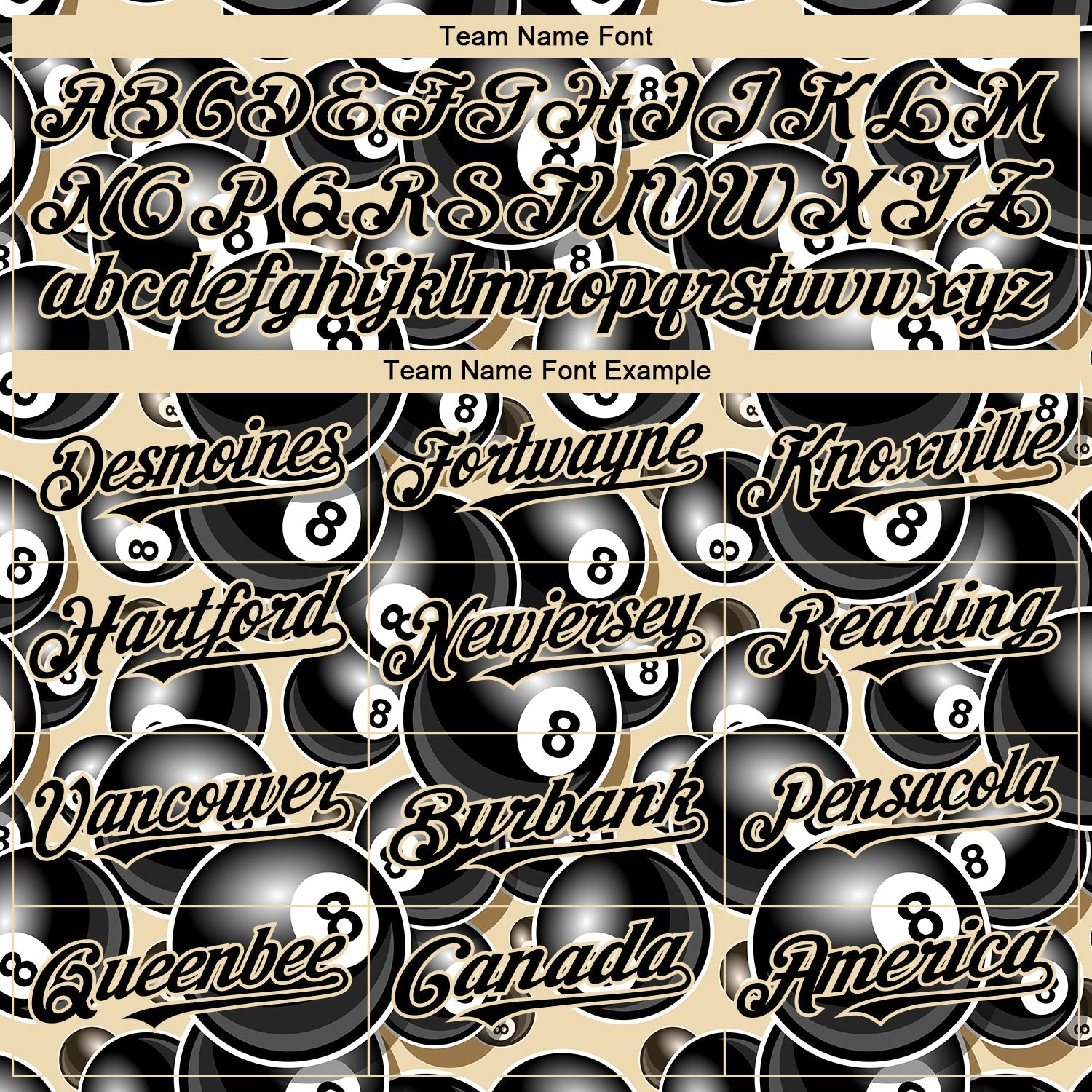 Custom City Cream Black 3D Pattern Design Billiards Snooker 8 Ball Authentic Baseball Jersey view 4