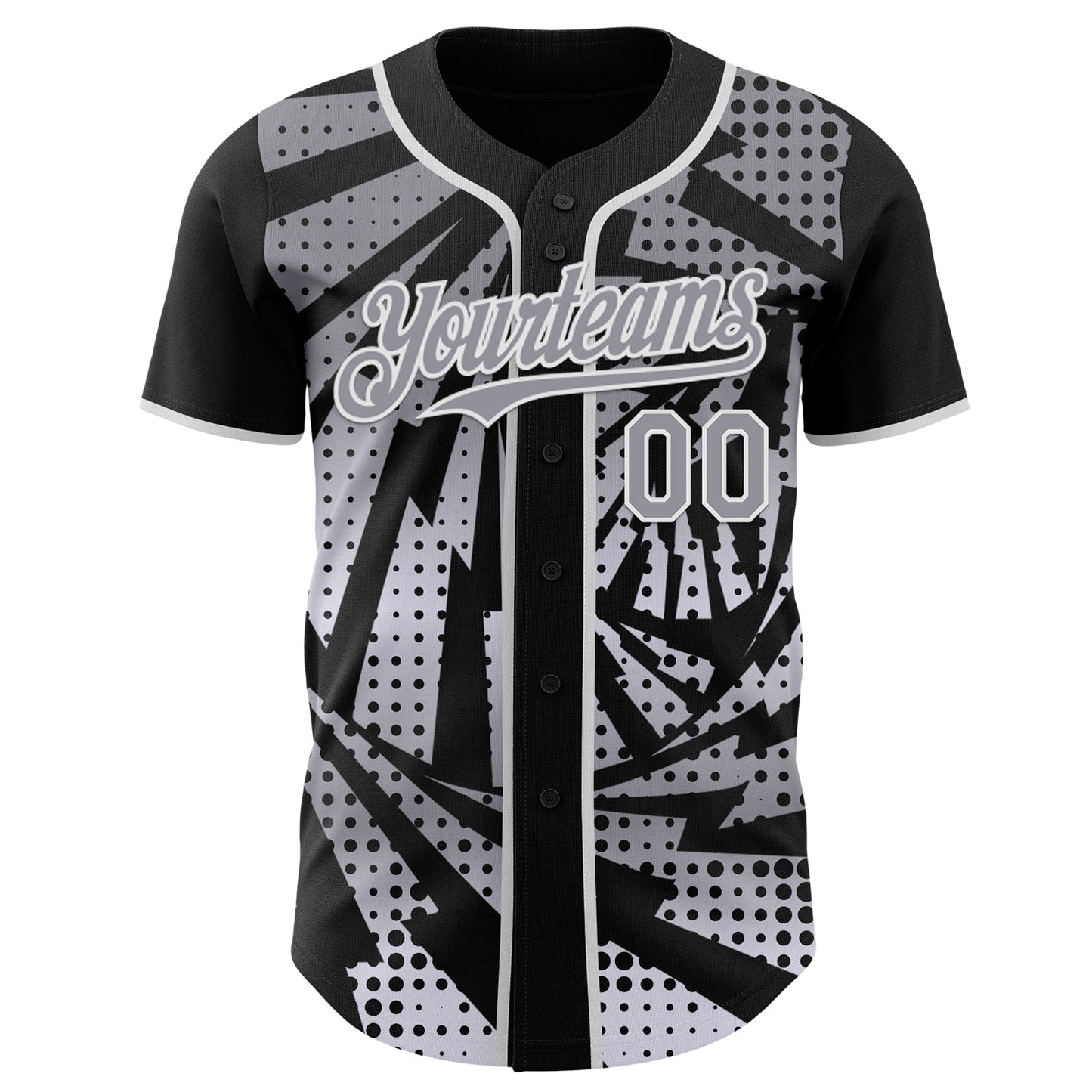 Custom Black Gray-White Lightning Gradient Dot Authentic Baseball Jersey view 2