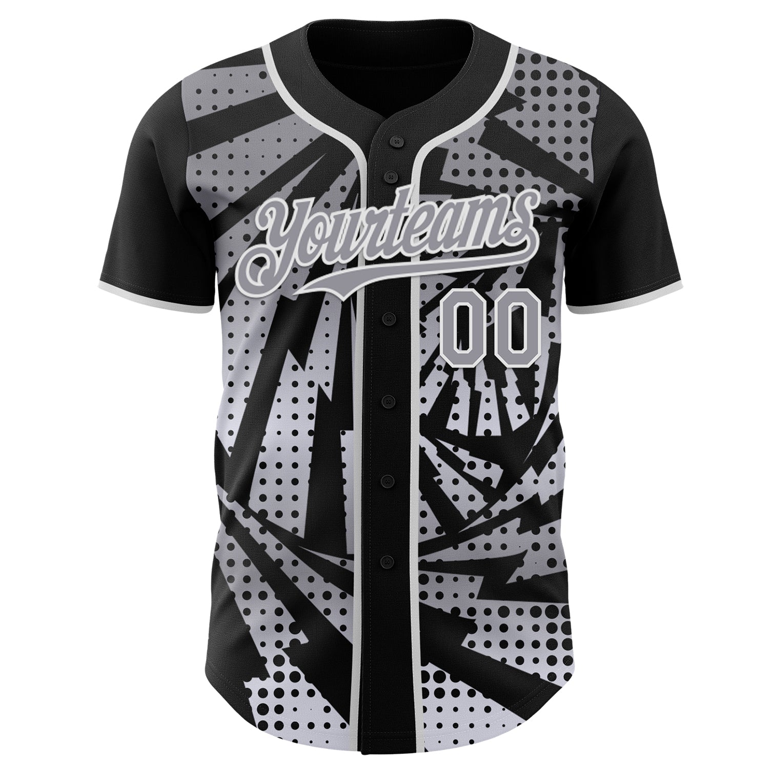 Custom Black Gray-White Lightning Gradient Dot Authentic Baseball Jersey view 2