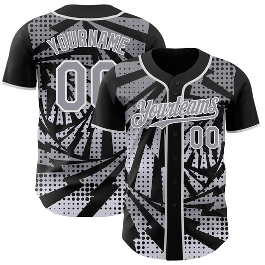 Custom Black Gray-White Lightning Gradient Dot Authentic Baseball Jersey - Main View