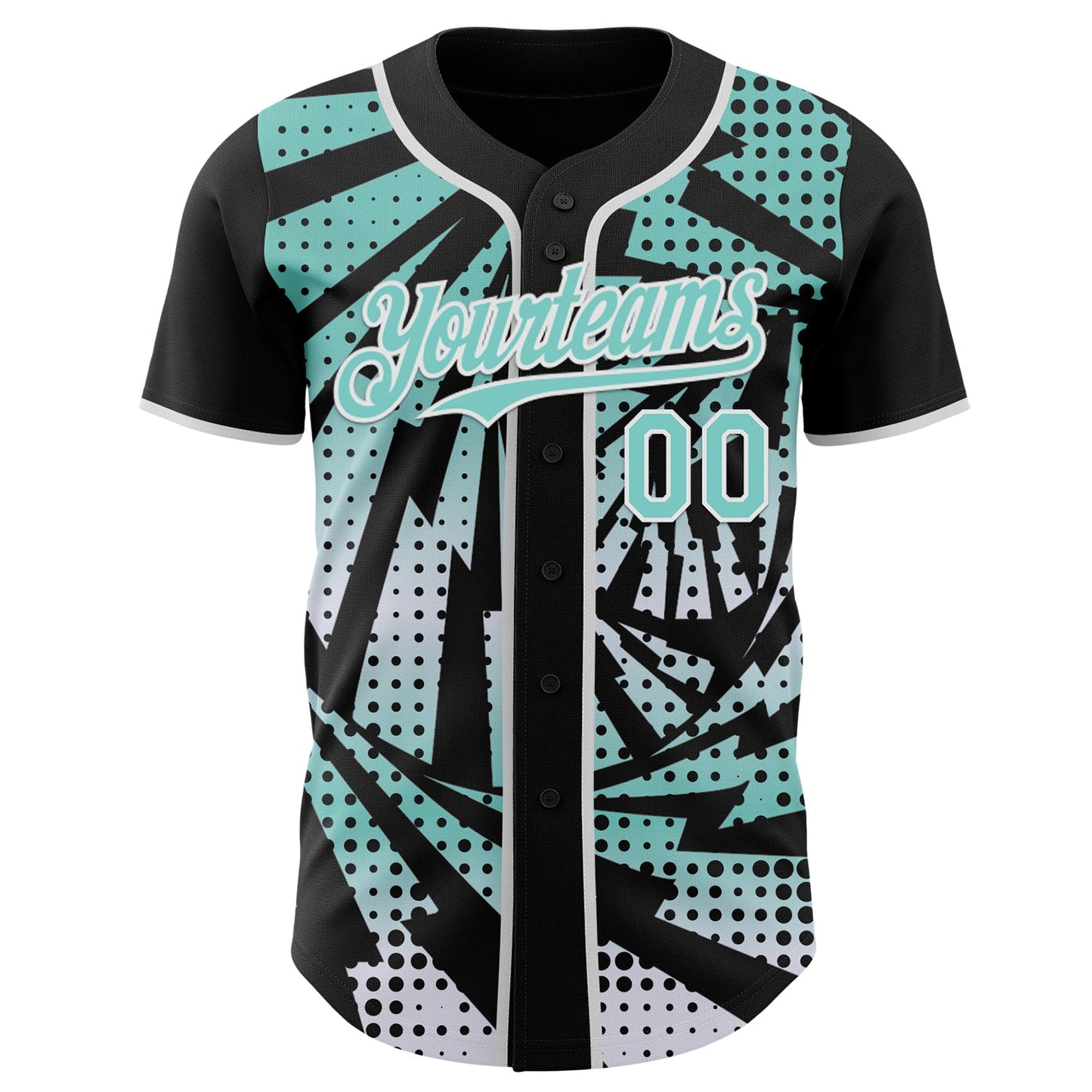 Custom Black Ice Blue-White Lightning Gradient Dot Authentic Baseball Jersey view 2