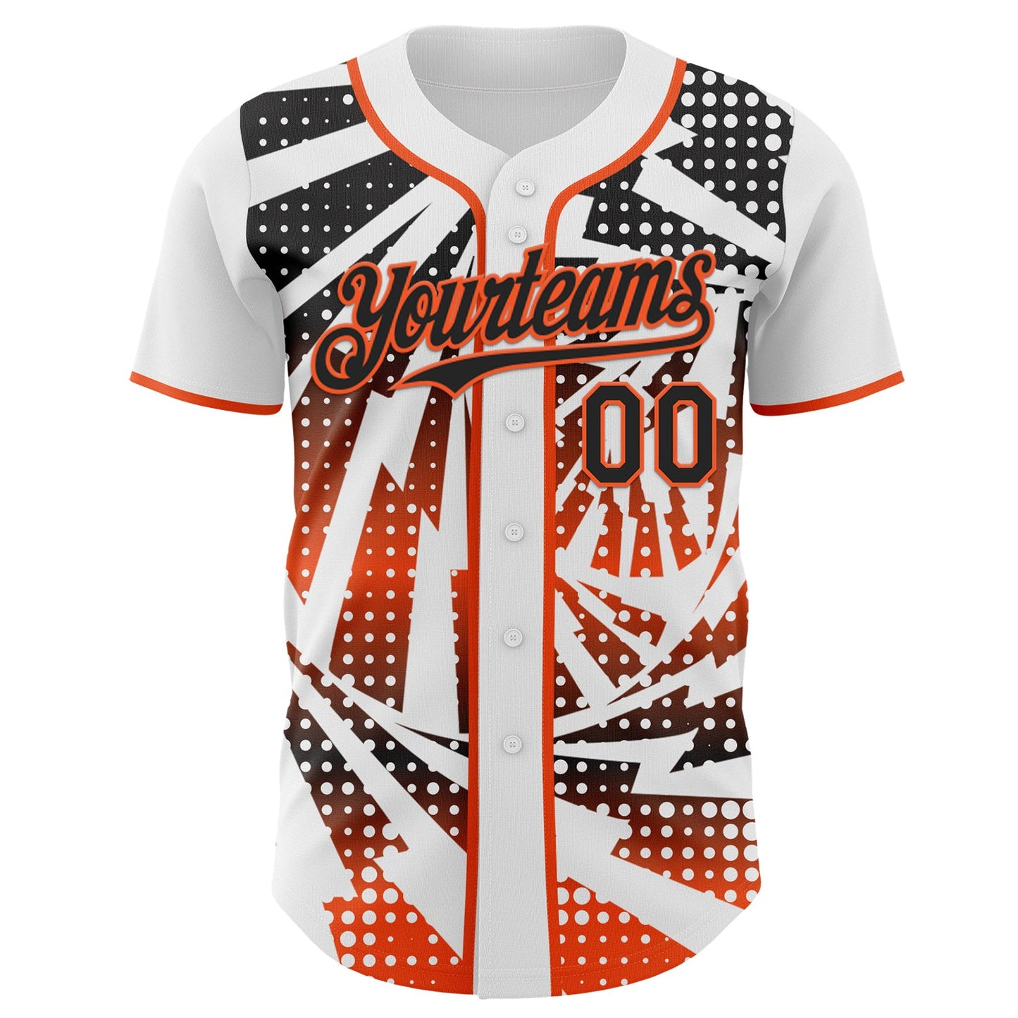 Custom White Black-Orange Lightning Gradient Dot Authentic Baseball Jersey view 2