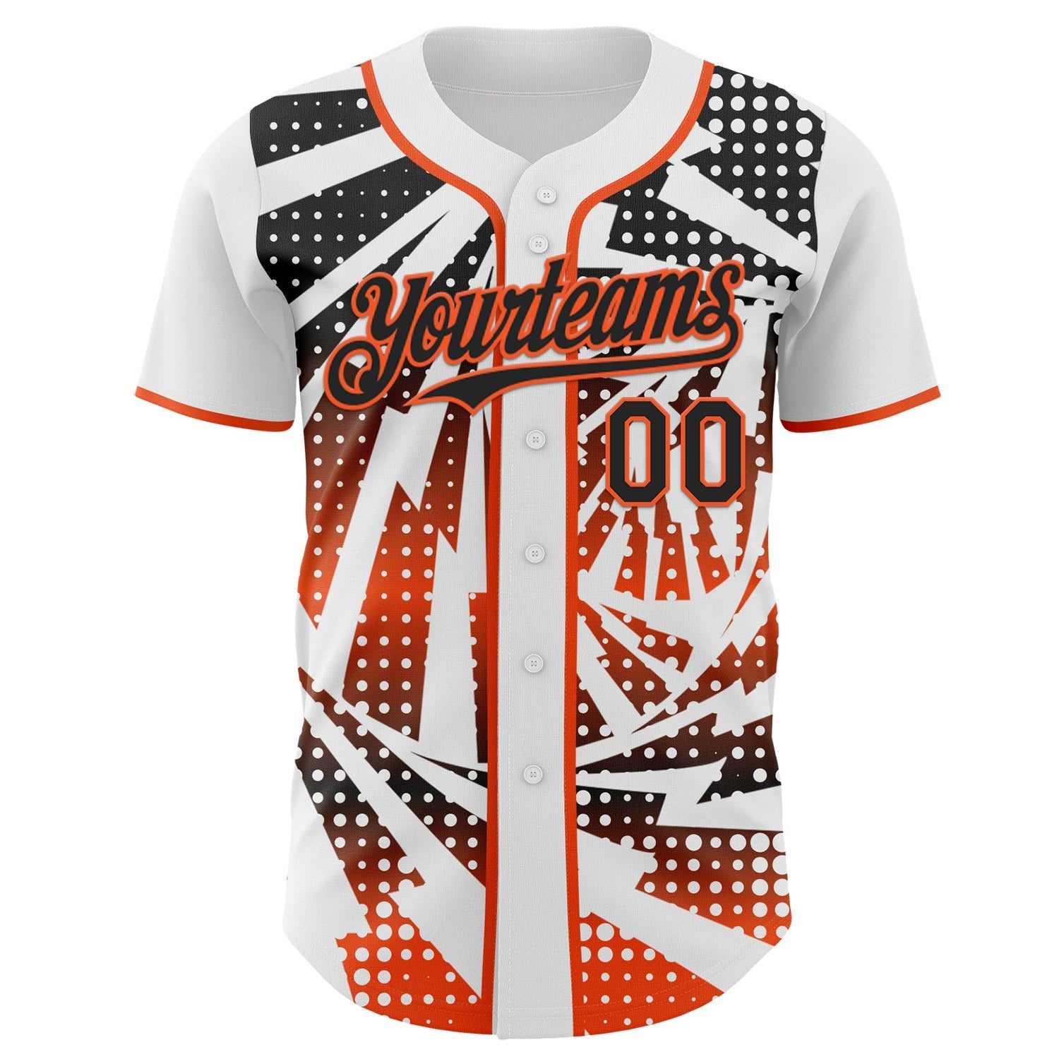 Custom White Black-Orange Lightning Gradient Dot Authentic Baseball Jersey view 2