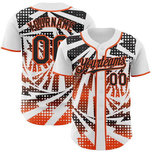 Custom White Black-Orange Lightning Gradient Dot Authentic Baseball Jersey - Main View