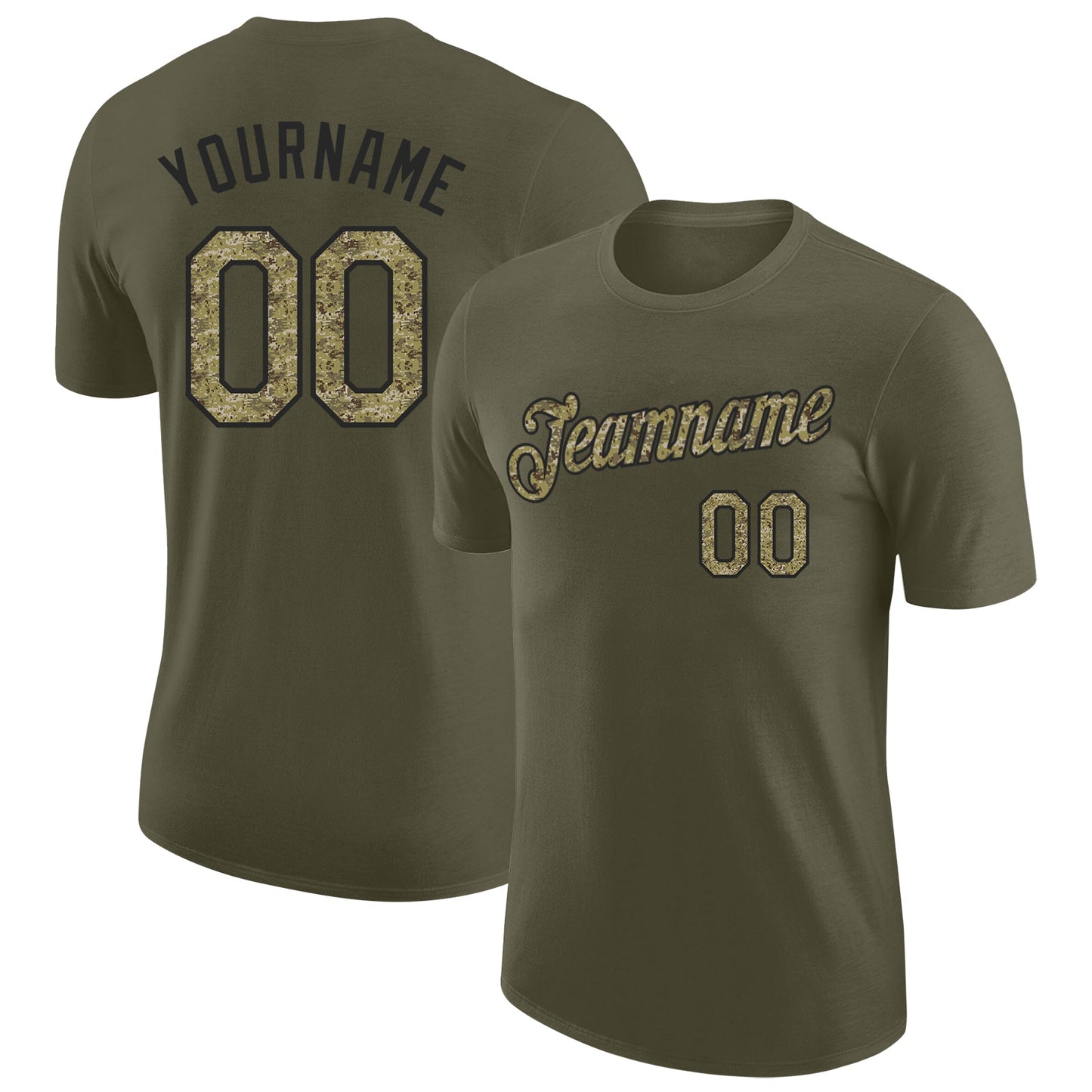 Custom Olive Camo-Black Salute To Service Performance T-Shirt - Main View