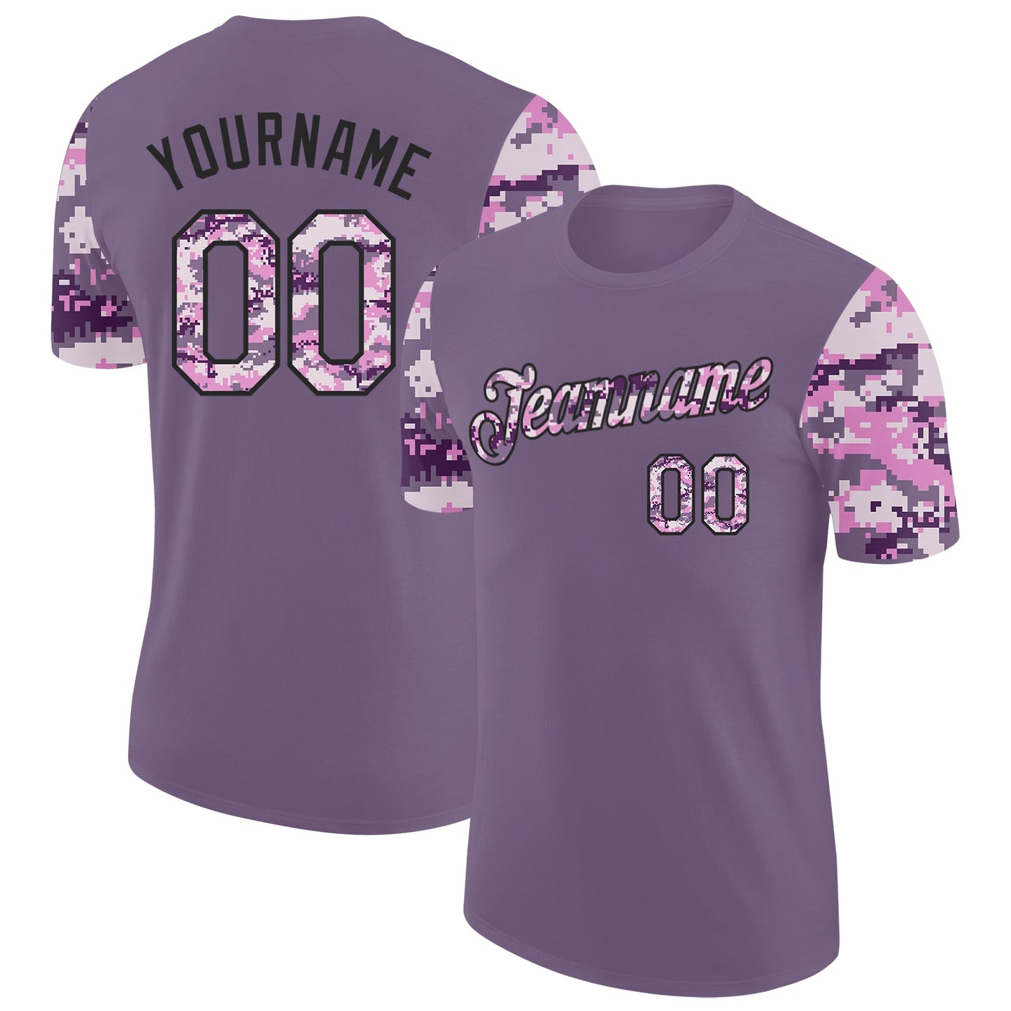 Custom Purple Camo-Black Camo Two Tone Performance T-Shirt - Main View