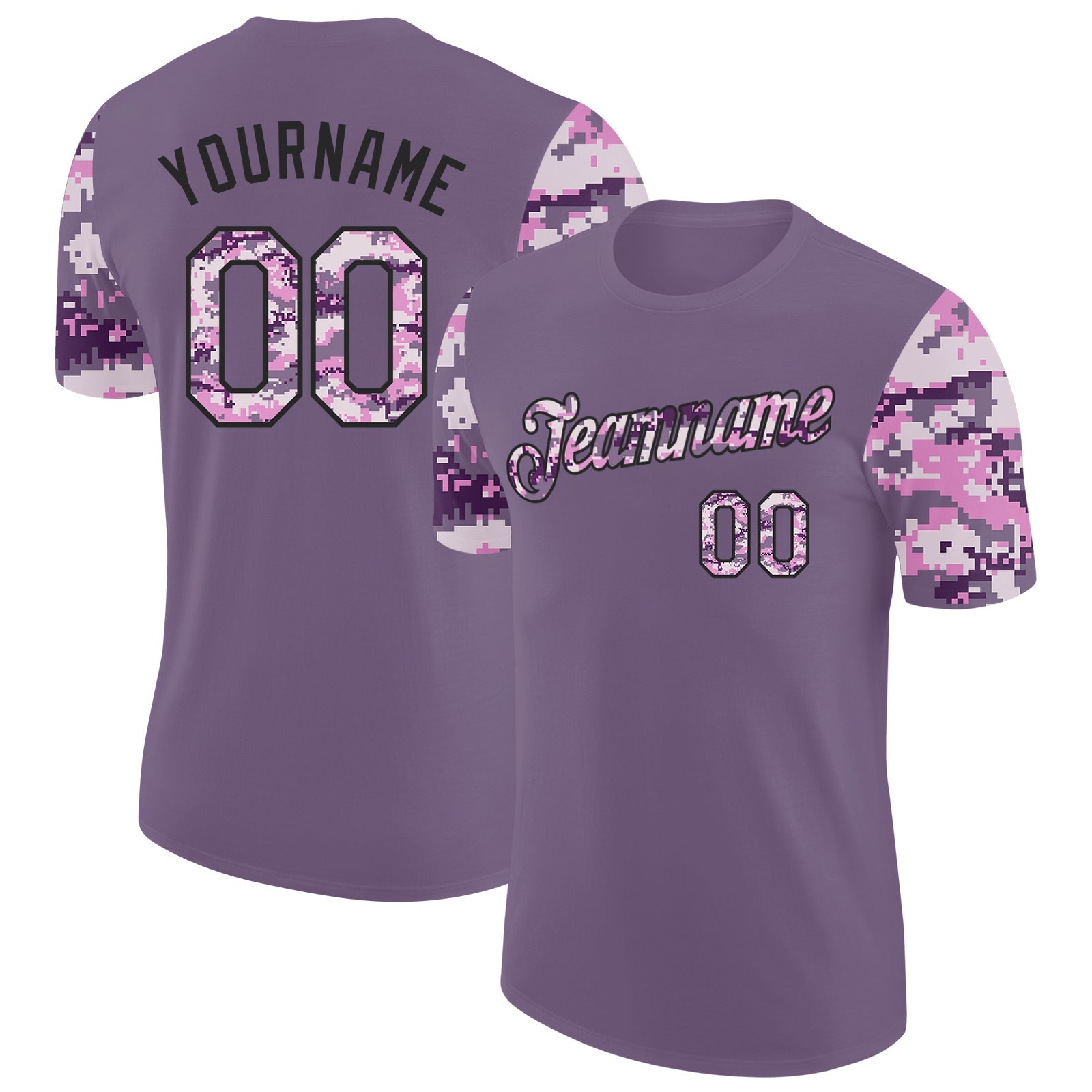 Custom Purple Camo-Black Camo Two Tone Performance T-Shirt - Main View