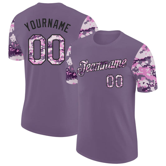 Custom Purple Camo-Black Camo Two Tone Performance T-Shirt - Main View