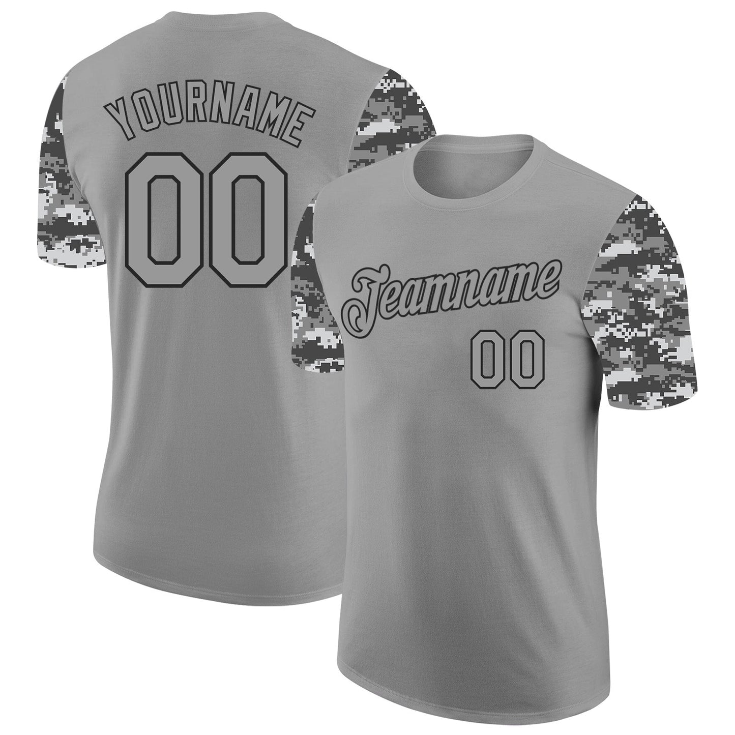 Custom Gray-Black Camo Two Tone Performance T-Shirt - Main View
