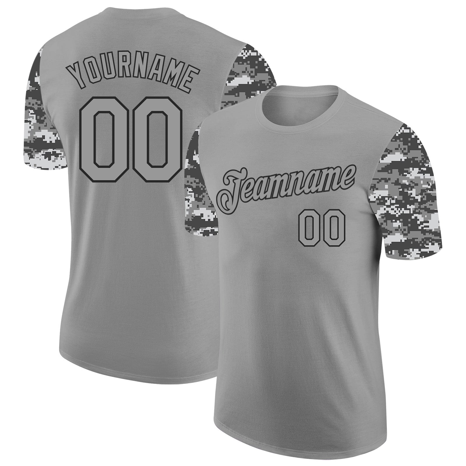 Custom Gray-Black Camo Two Tone Performance T-Shirt - Main View