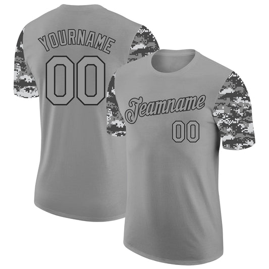 Custom Gray-Black Camo Two Tone Performance T-Shirt - Main View
