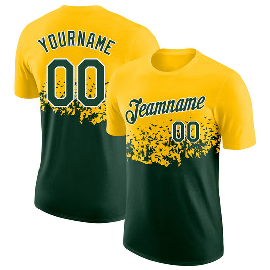 Custom Yellow Green-White Fade Geometric Splatter Fragmented Shards Performance T-Shirt - Main View