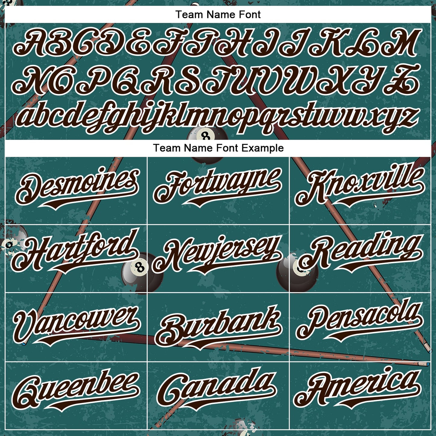 Custom Midnight Green Brown-White 3D Pattern Design Billiards Snooker 8 Ball Authentic Baseball Jersey view 4