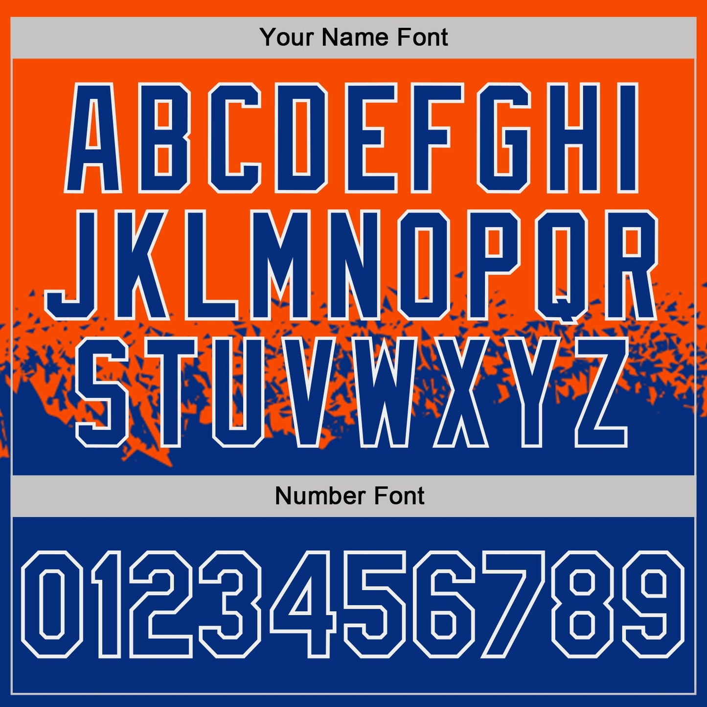 Custom Orange Royal-White Fade Geometric Splatter Fragmented Shards Performance T-Shirt view 4