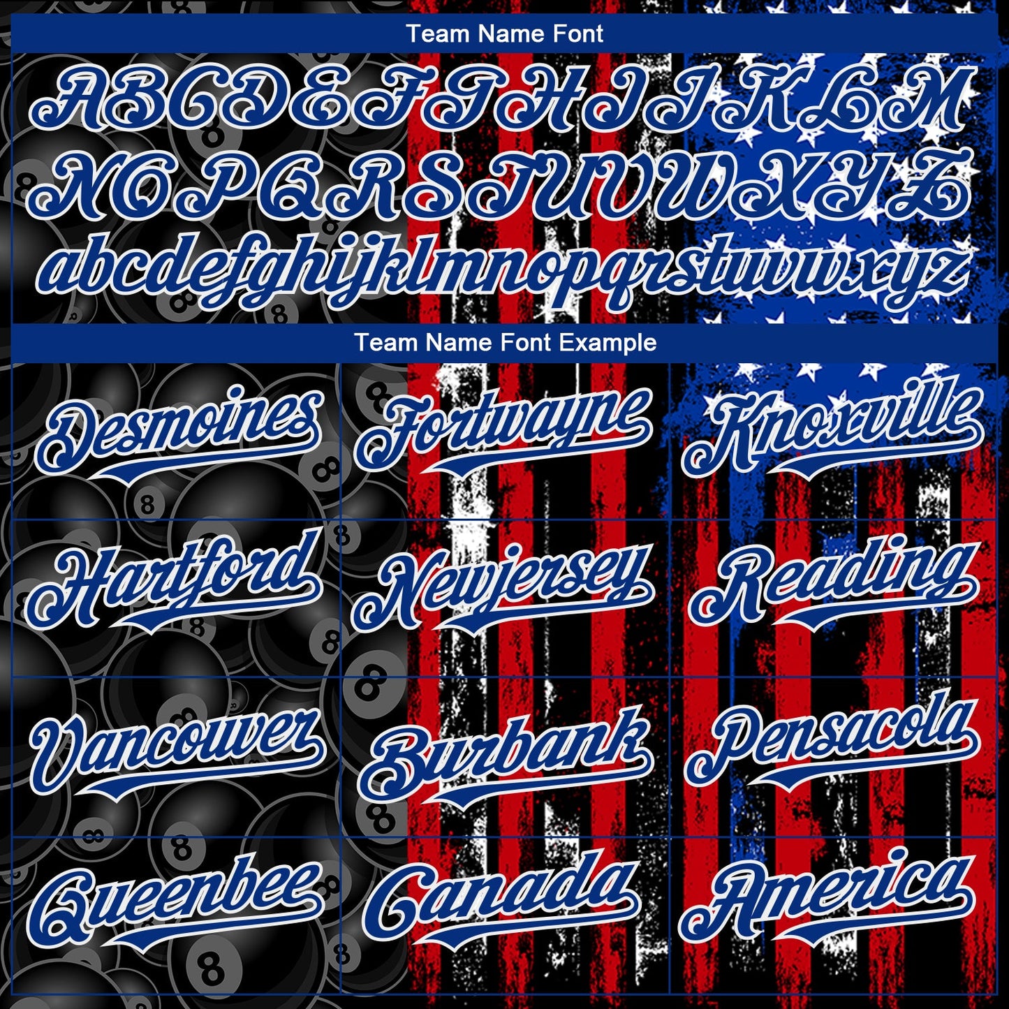 Custom Black Red-Royal 3D Pattern Design Billiards Snooker 8 Ball American Flag Authentic Baseball Jersey view 4
