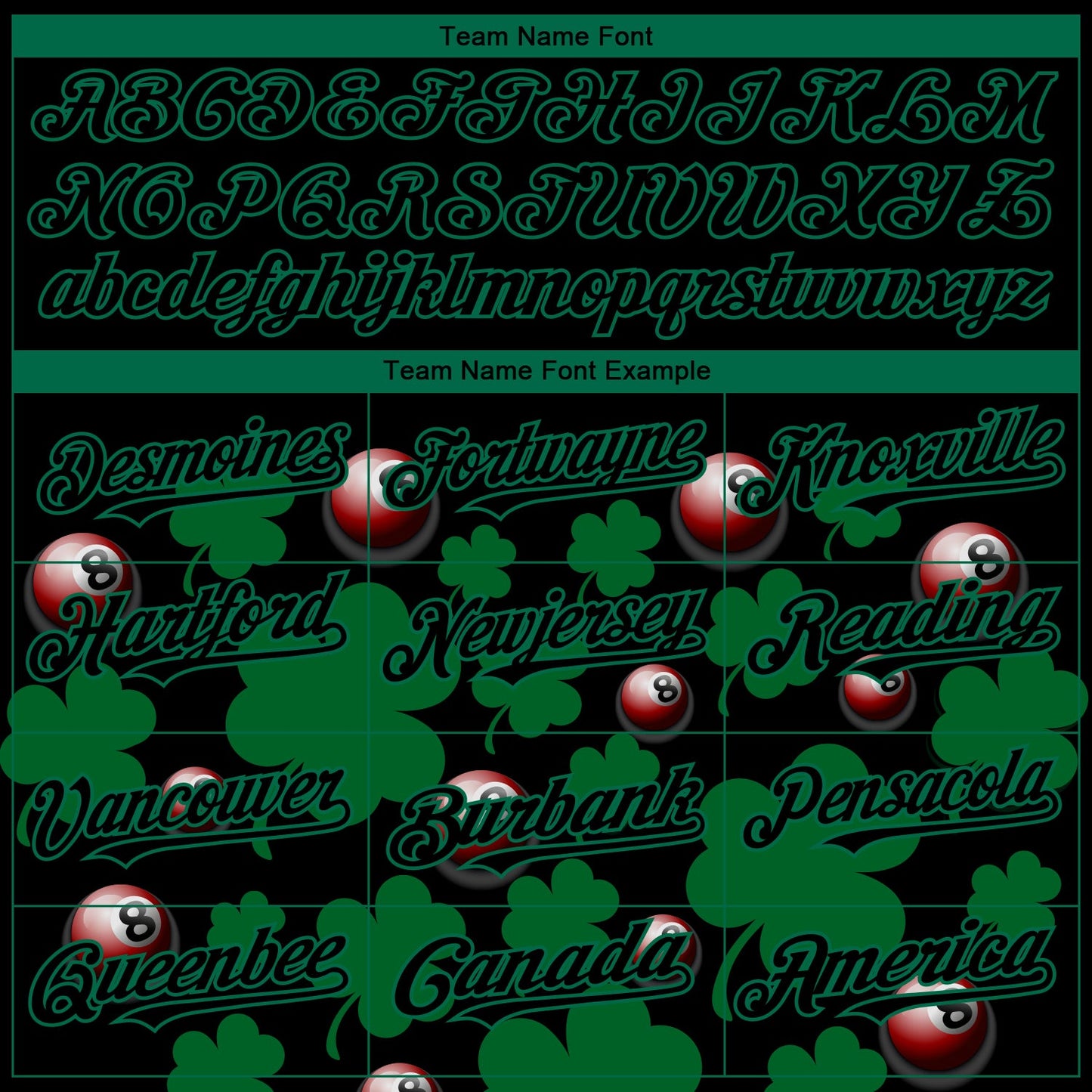 Custom Black Green 3D Pattern Design Clovers And Billiards Balls St. Patrick's Day Authentic Baseball Jersey view 4
