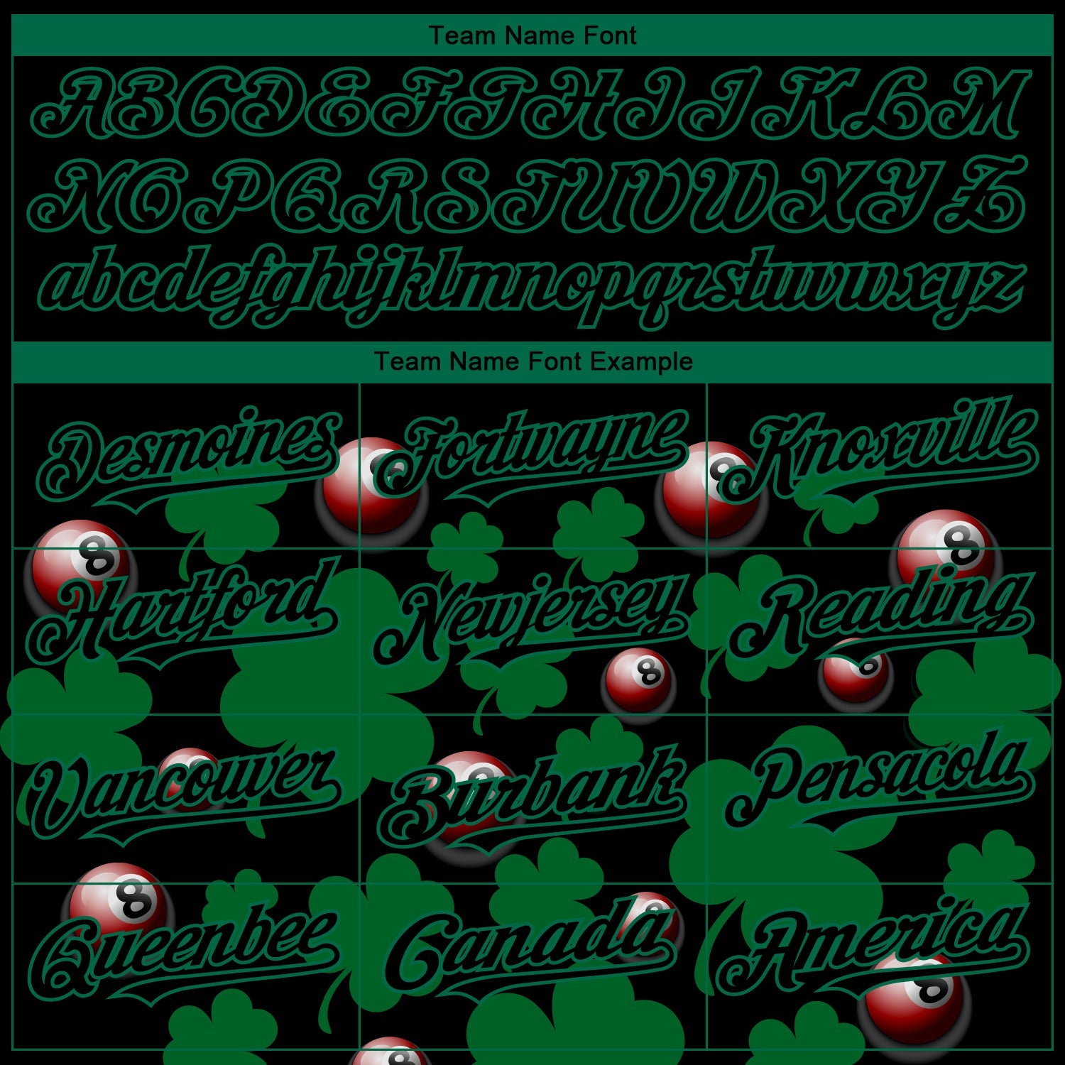 Custom Black Green 3D Pattern Design Clovers And Billiards Balls St. Patrick's Day Authentic Baseball Jersey view 4