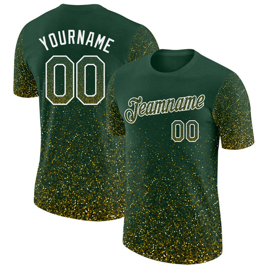 Custom Green Yellow-White Colorful Sparkle Gradient Dots Performance T-Shirt - Main View