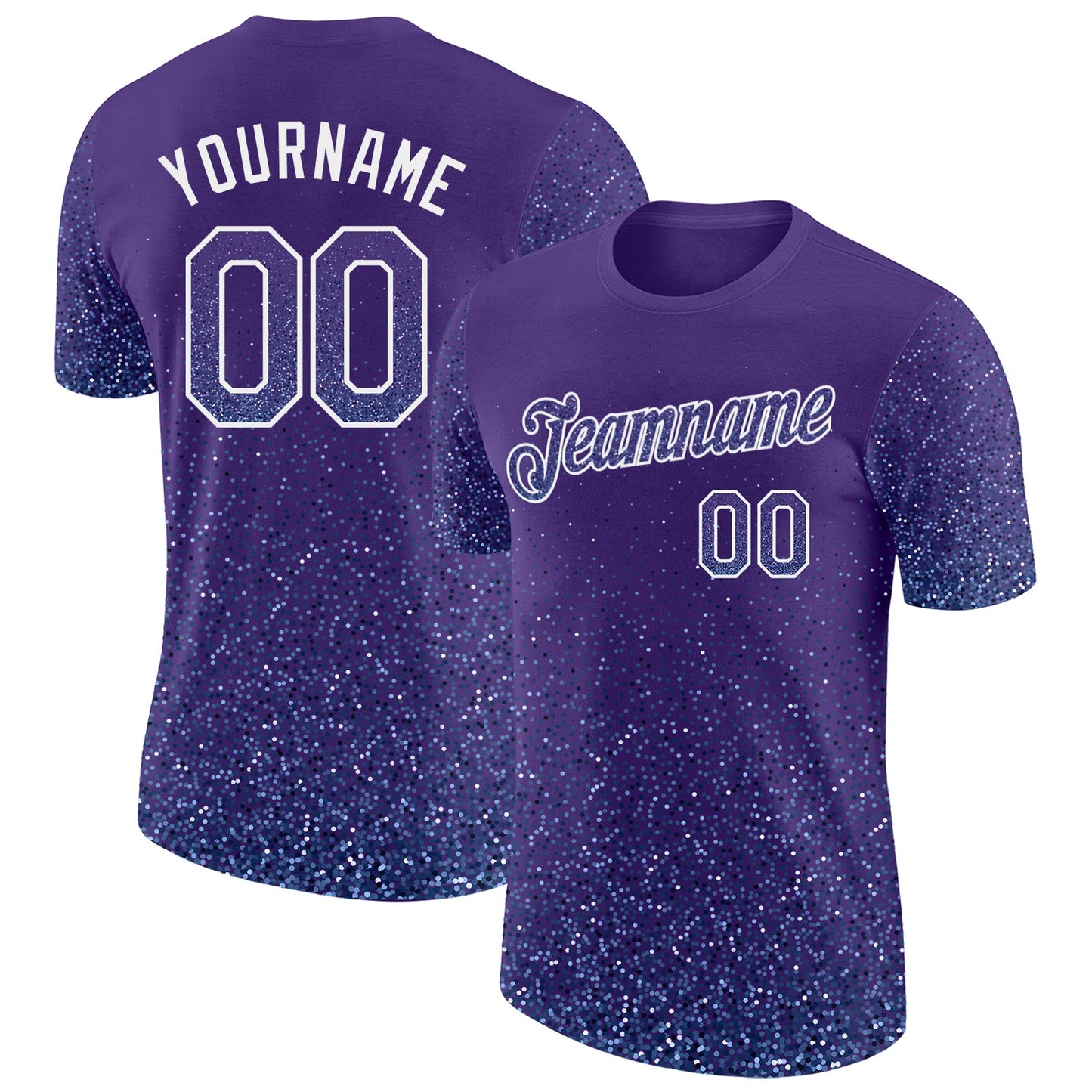 Custom Purple Light Blue-White Colorful Sparkle Gradient Dots Performance T-Shirt - Main View