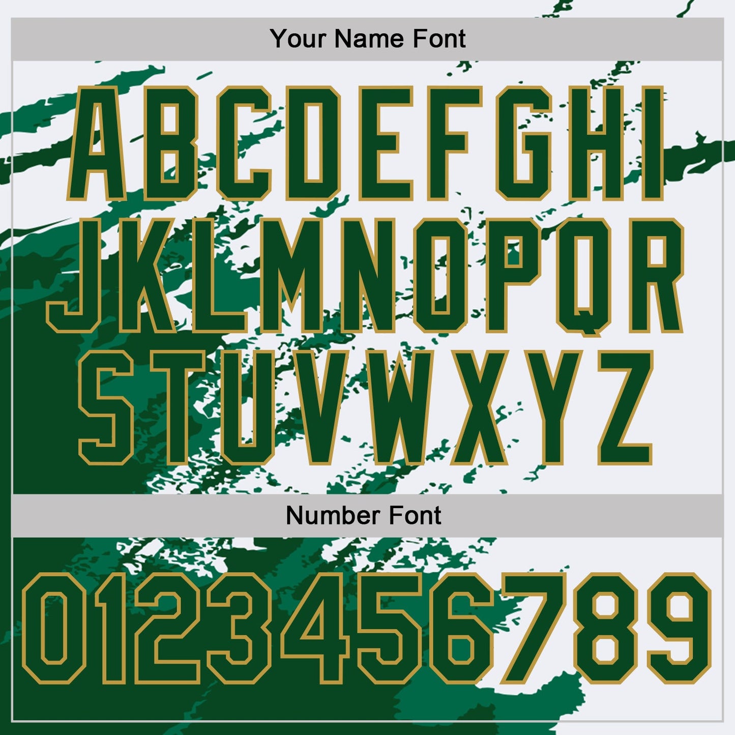 Custom White Green-Old Gold Brush Stroke Shatter Splatter Performance T-Shirt view 4