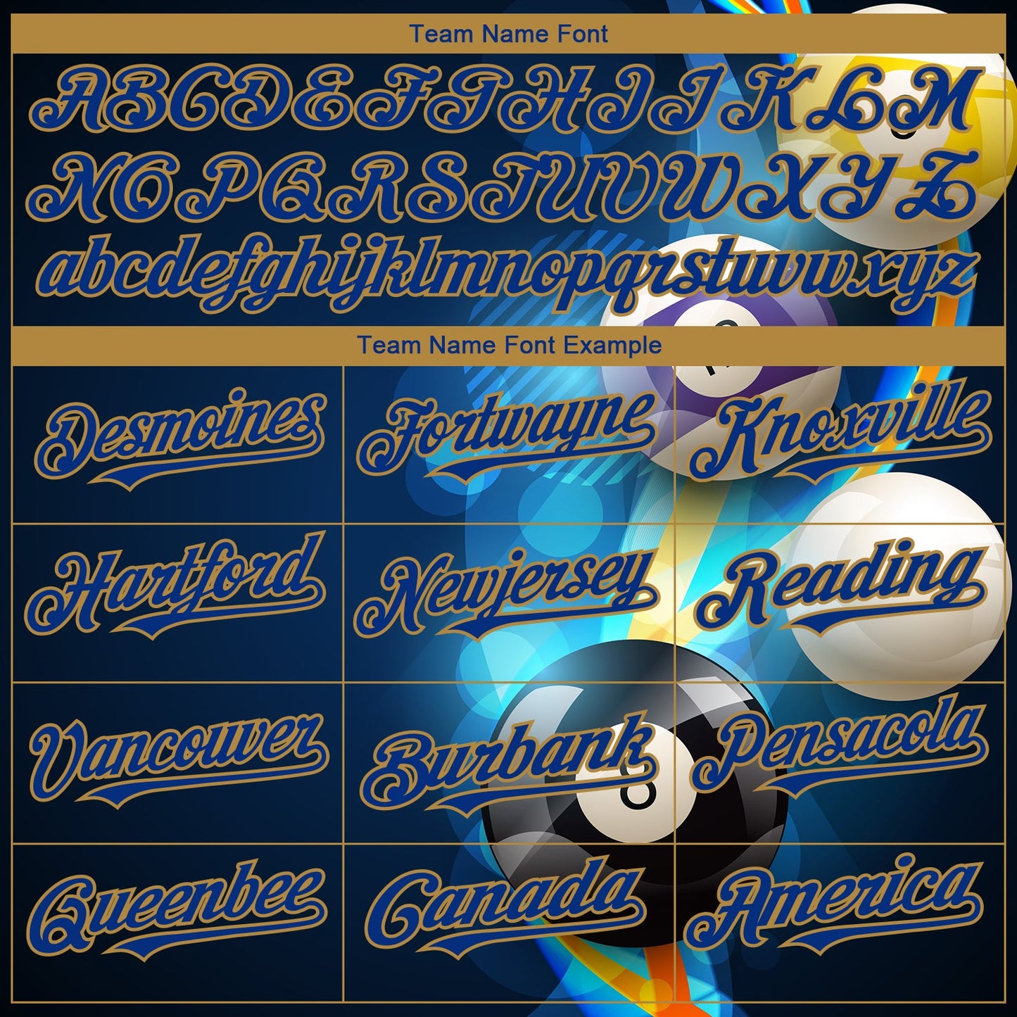 Custom Black Royal-Old Gold 3D Pattern Design Billiards Authentic Baseball Jersey view 5