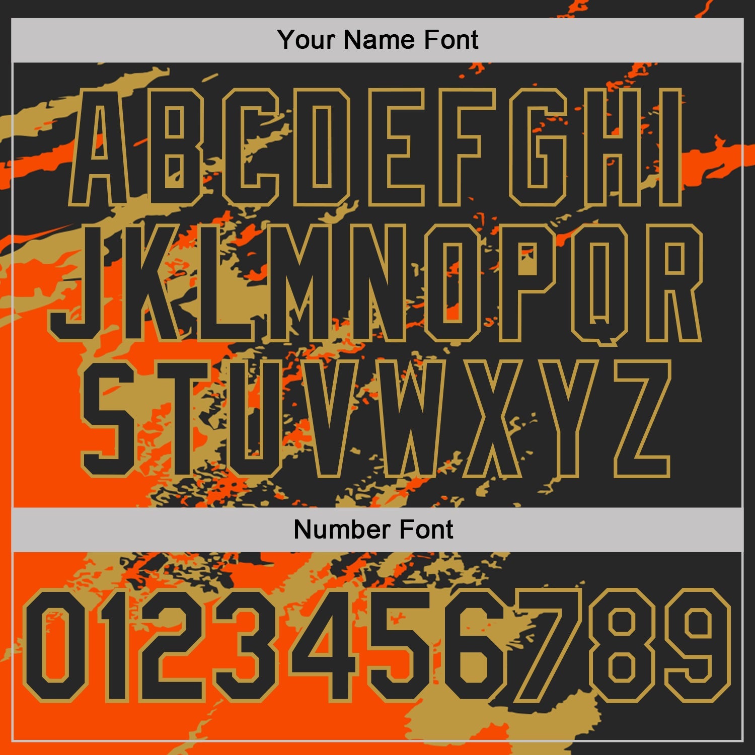 Custom Black Orange-Old Gold Brush Stroke Shatter Splatter Performance T-Shirt view 4