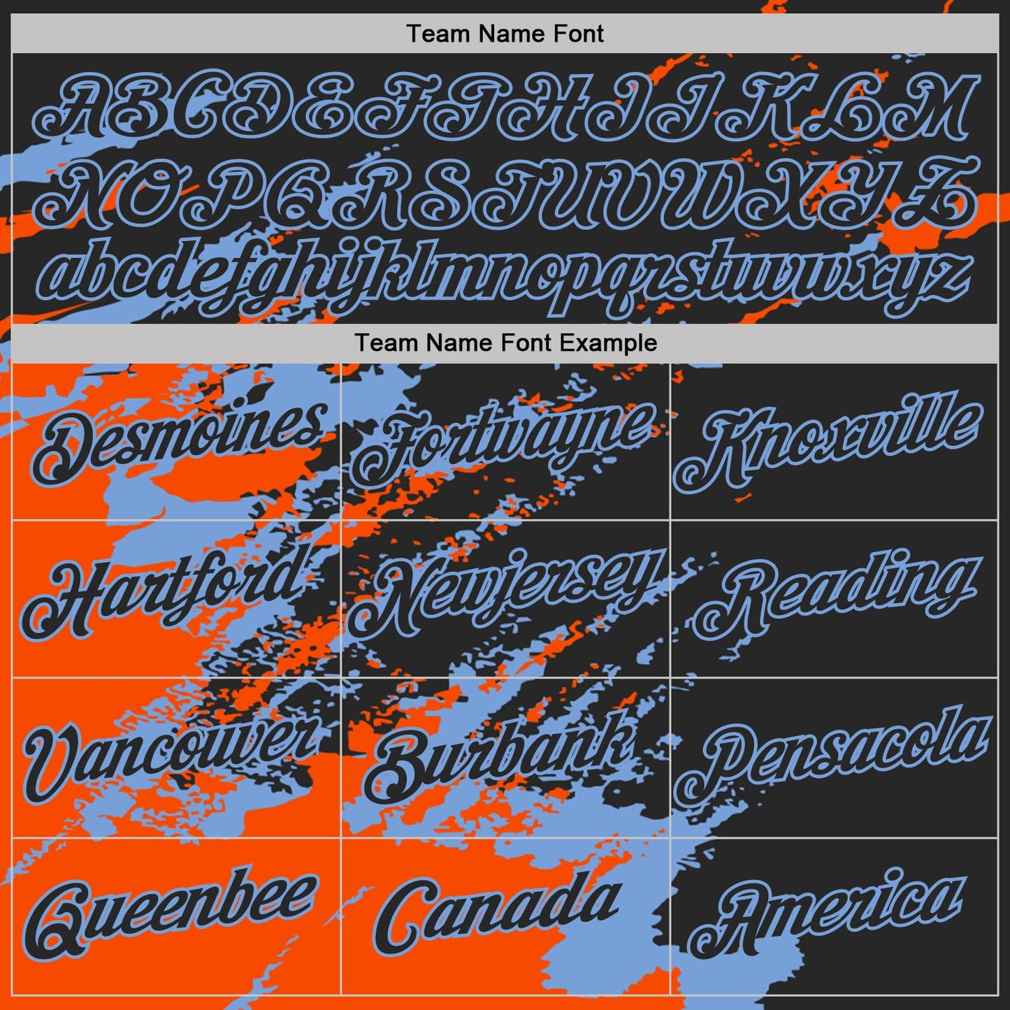 Custom Black Orange-Powder Blue Brush Stroke Shatter Splatter Performance T-Shirt view 3