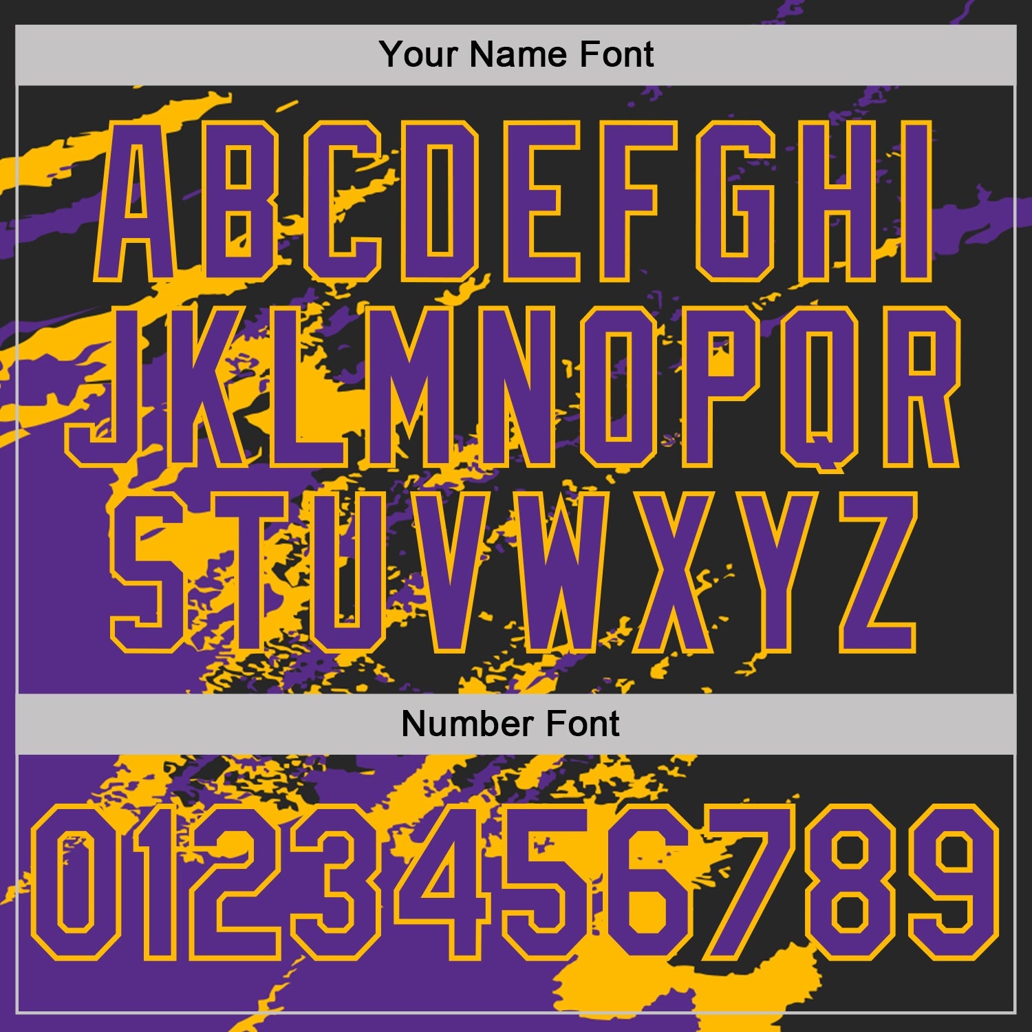 Custom Black Purple-Gold Brush Stroke Shatter Splatter Performance T-Shirt view 4