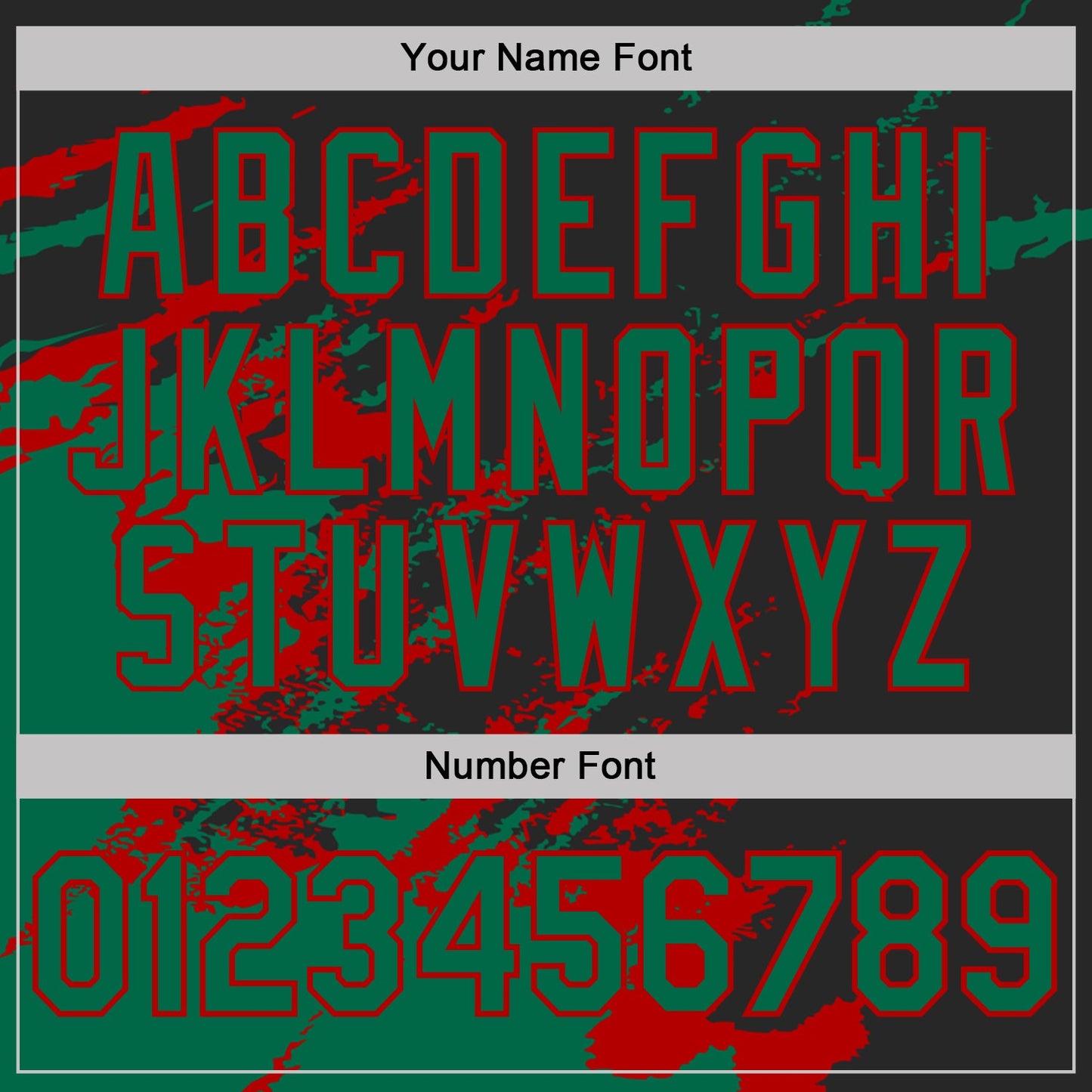 Custom Black Kelly Green-Red Brush Stroke Shatter Splatter Performance T-Shirt view 4