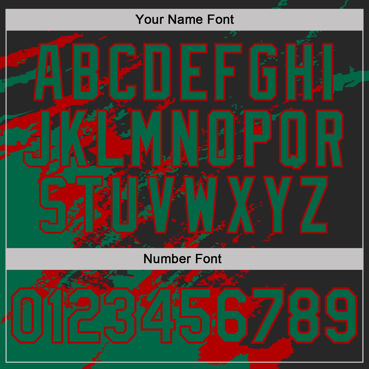 Custom Black Kelly Green-Red Brush Stroke Shatter Splatter Performance T-Shirt view 4