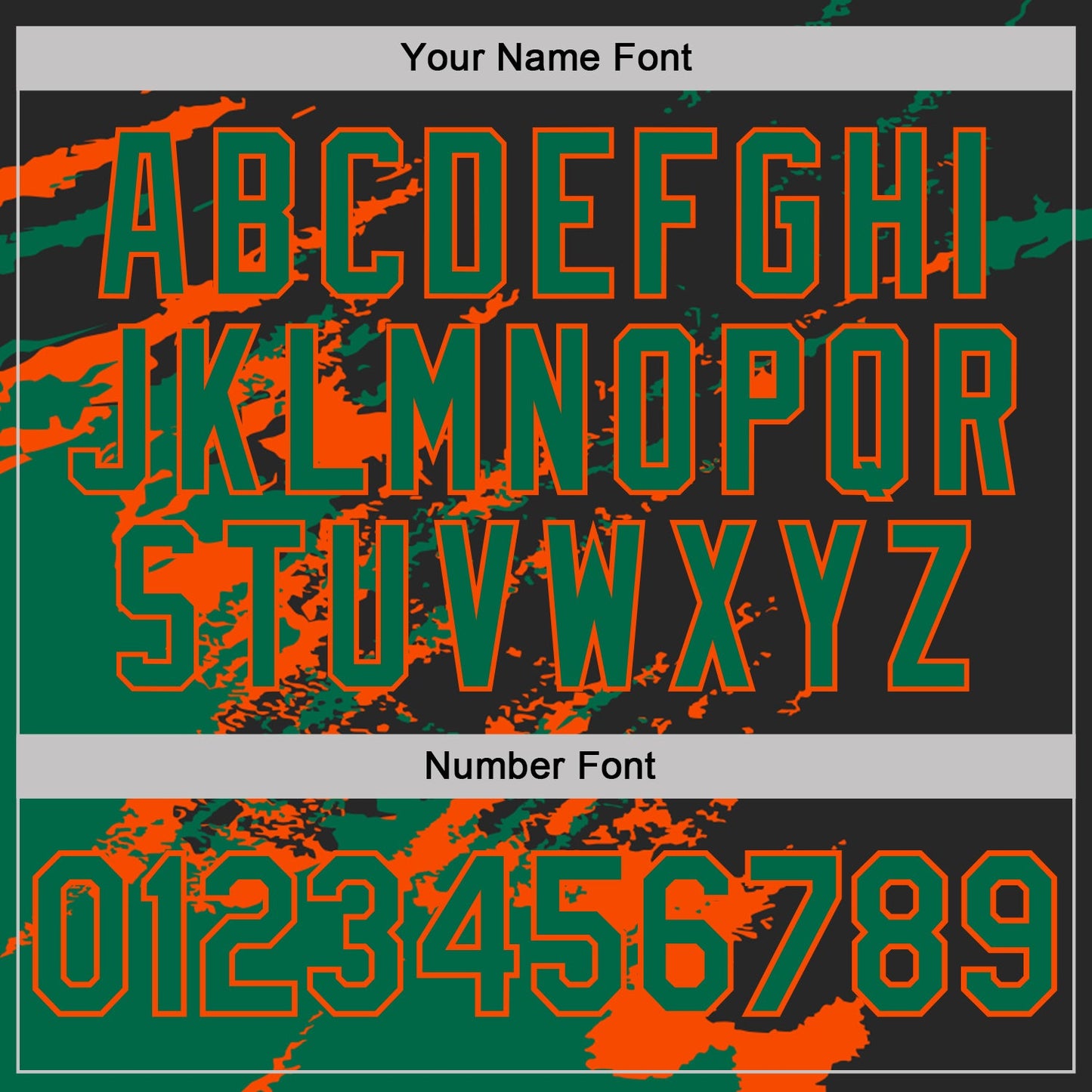 Custom Black Kelly Green-Orange Brush Stroke Shatter Splatter Performance T-Shirt view 4