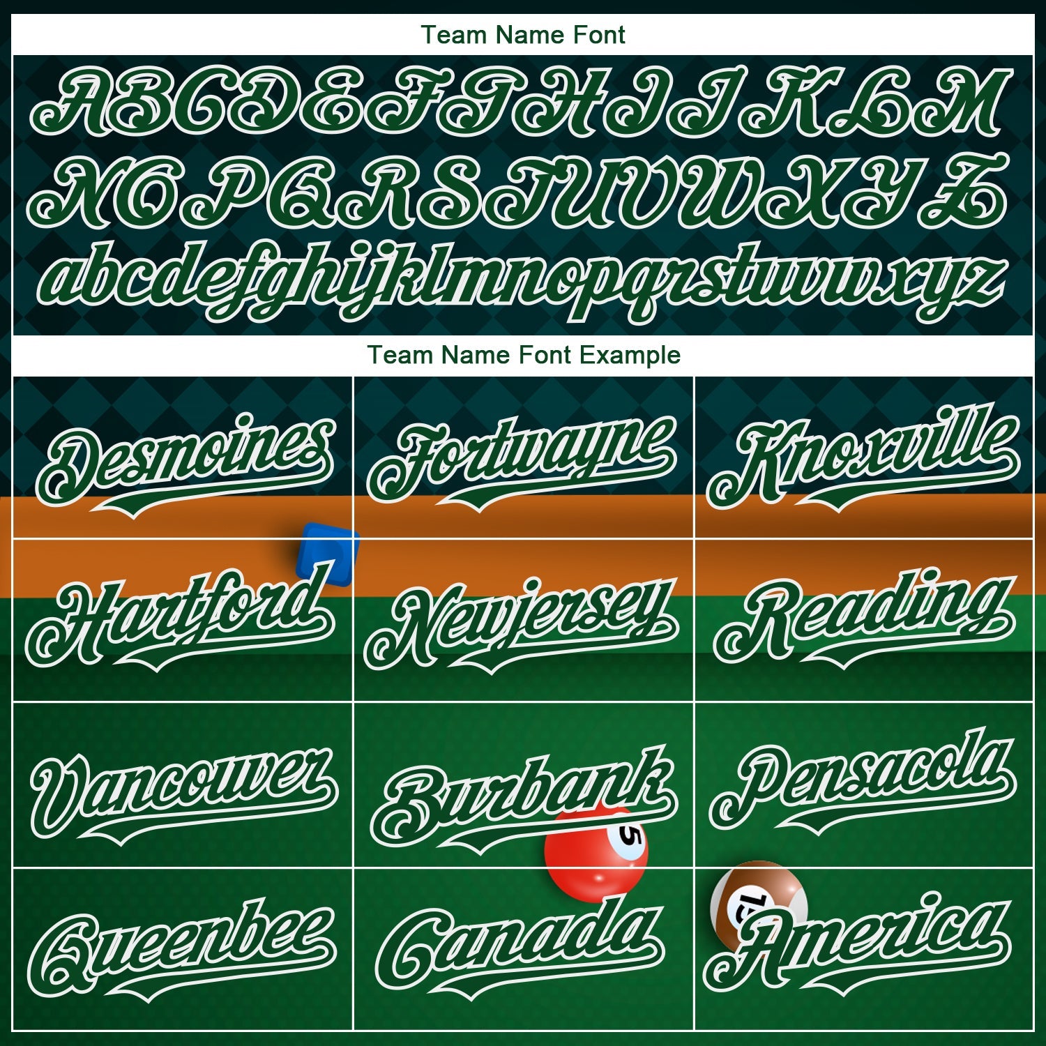 Custom Green White 3D Pattern Design Billiards Authentic Baseball Jersey view 4